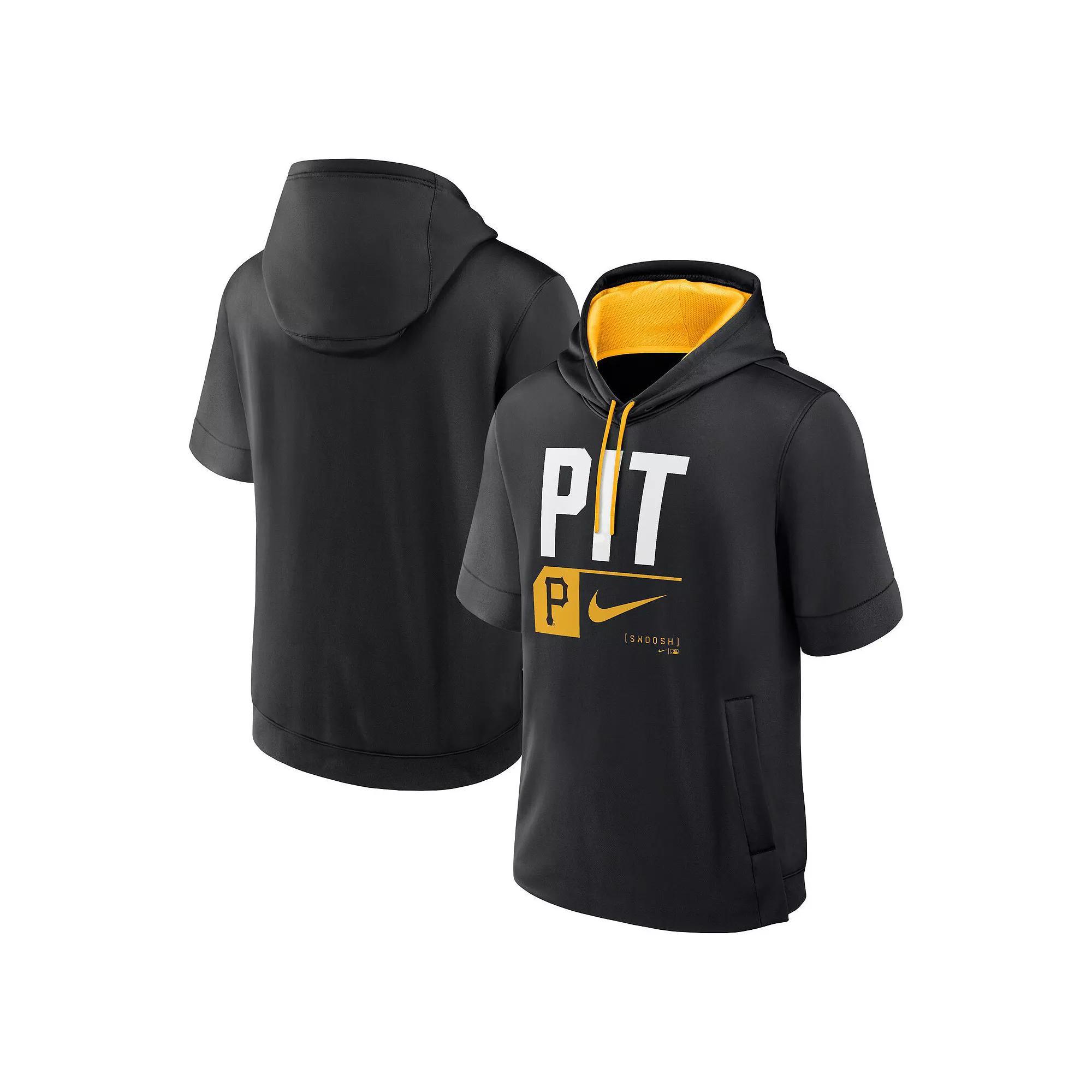 Men's Nike Black Pittsburgh Pirates Tri Code Lockup Short Sleeve Pullover Hoodie, Size: Large Product Image