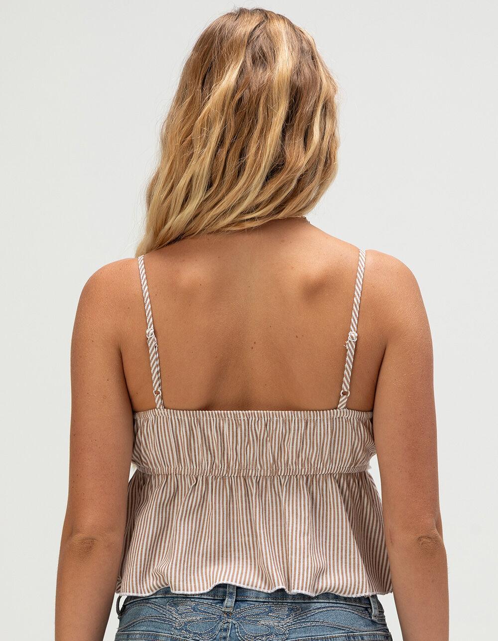 RSQ Womens Stripe Babydoll Top - BROWN COMBO Product Image