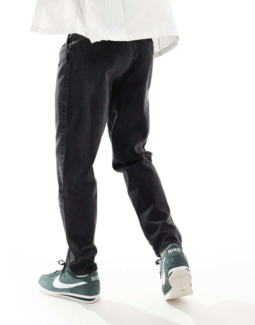 ASOS DESIGN double pleat jeans in washed black Product Image