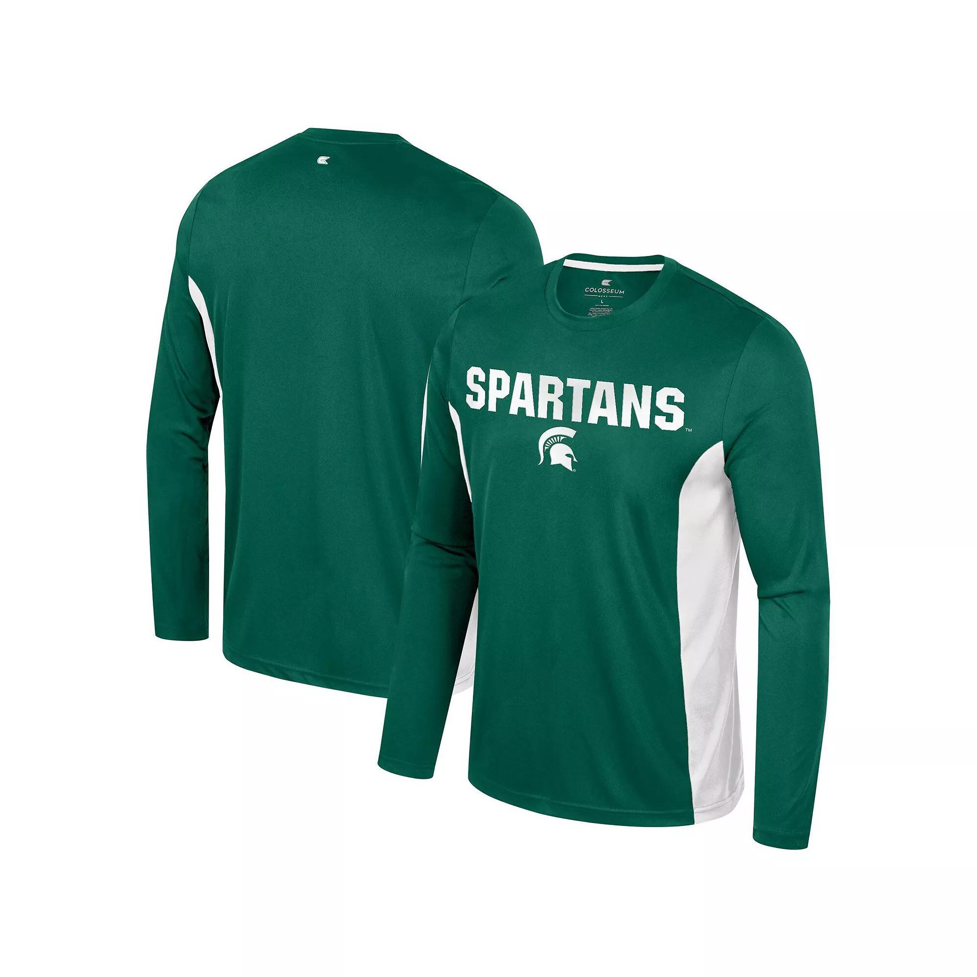 Men's Colosseum Green Michigan State Spartans Warm Up Long Sleeve T-Shirt, Size: Small Product Image