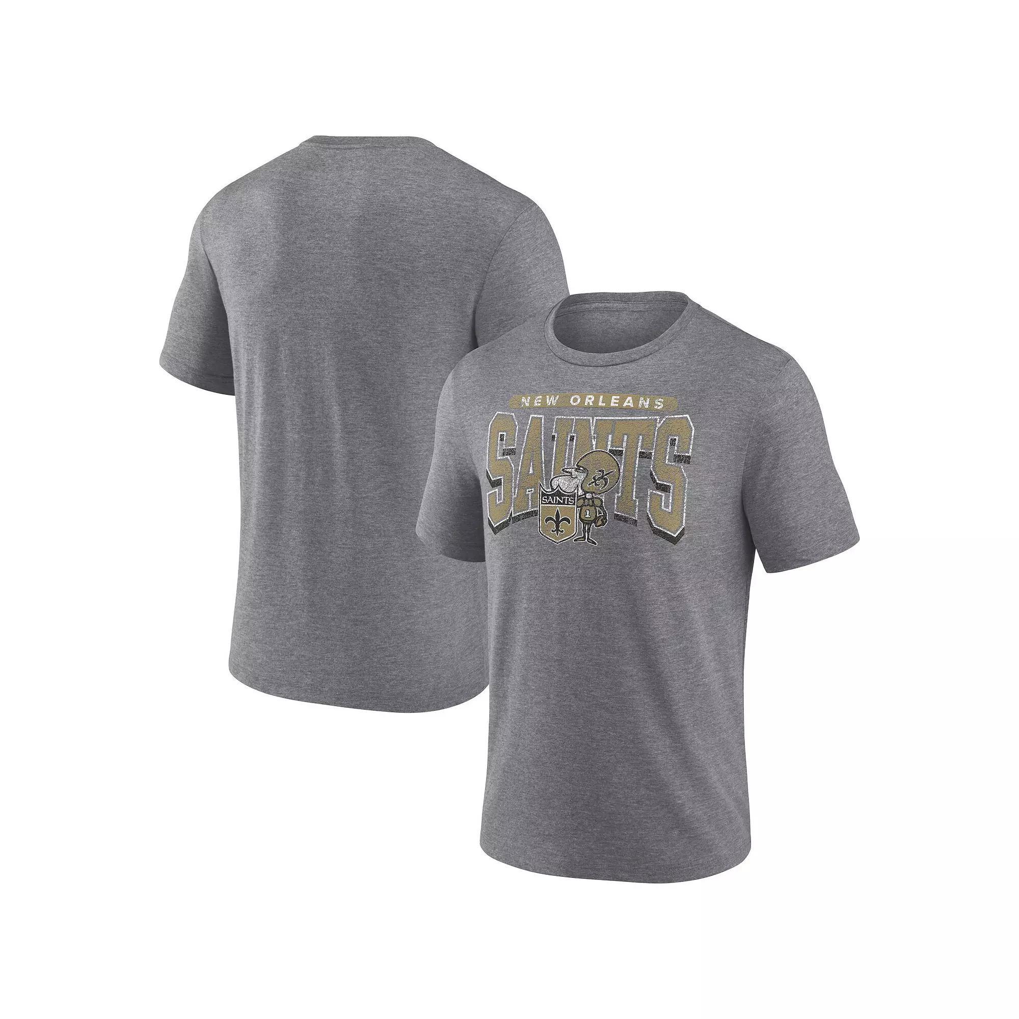 Mens Fanatics Heather Gray New Orleans Saints Warped Block Tri-Blend T-Shirt Product Image