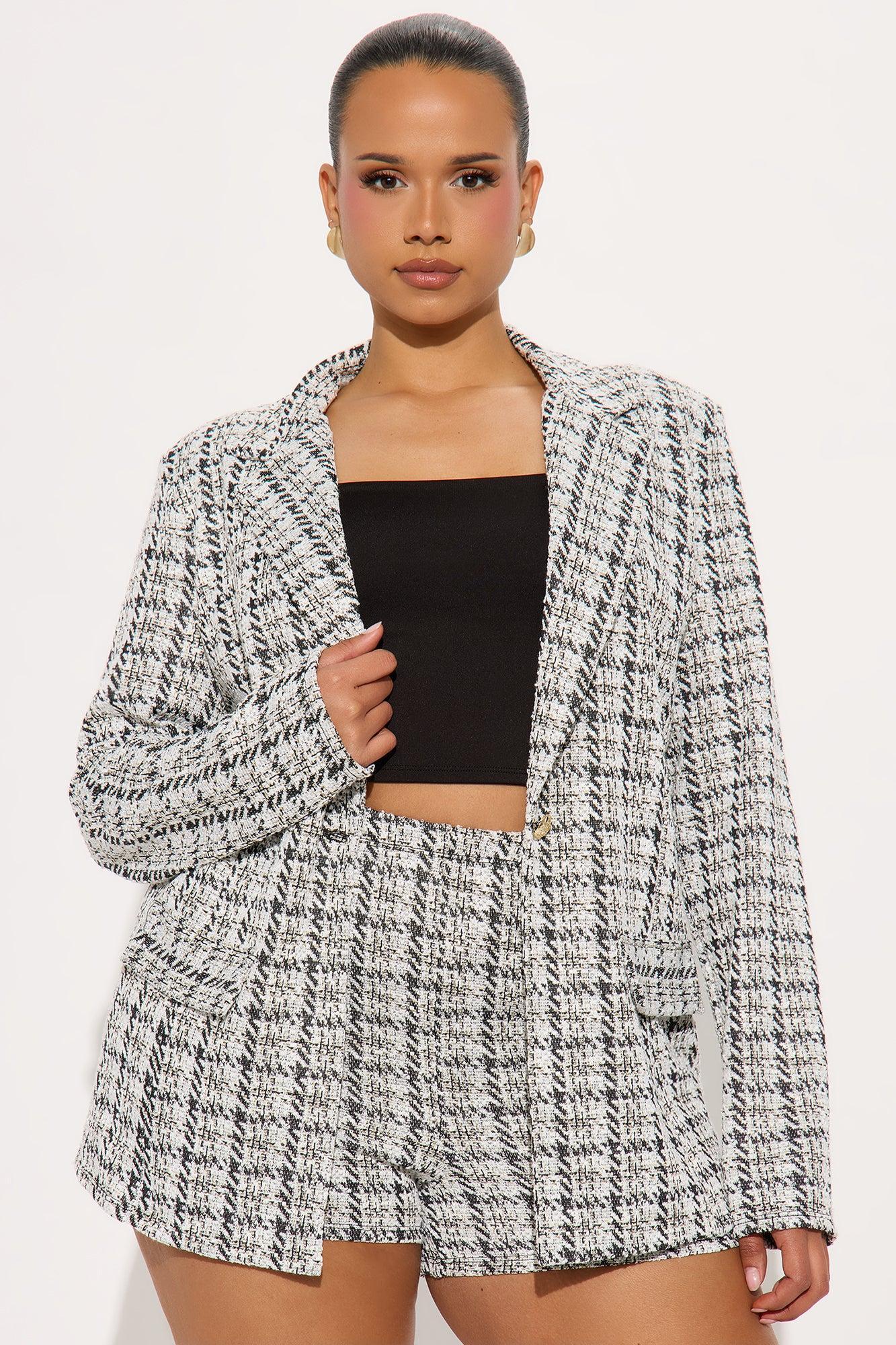 Get A Clue Tweed Blazer - Black/combo Product Image