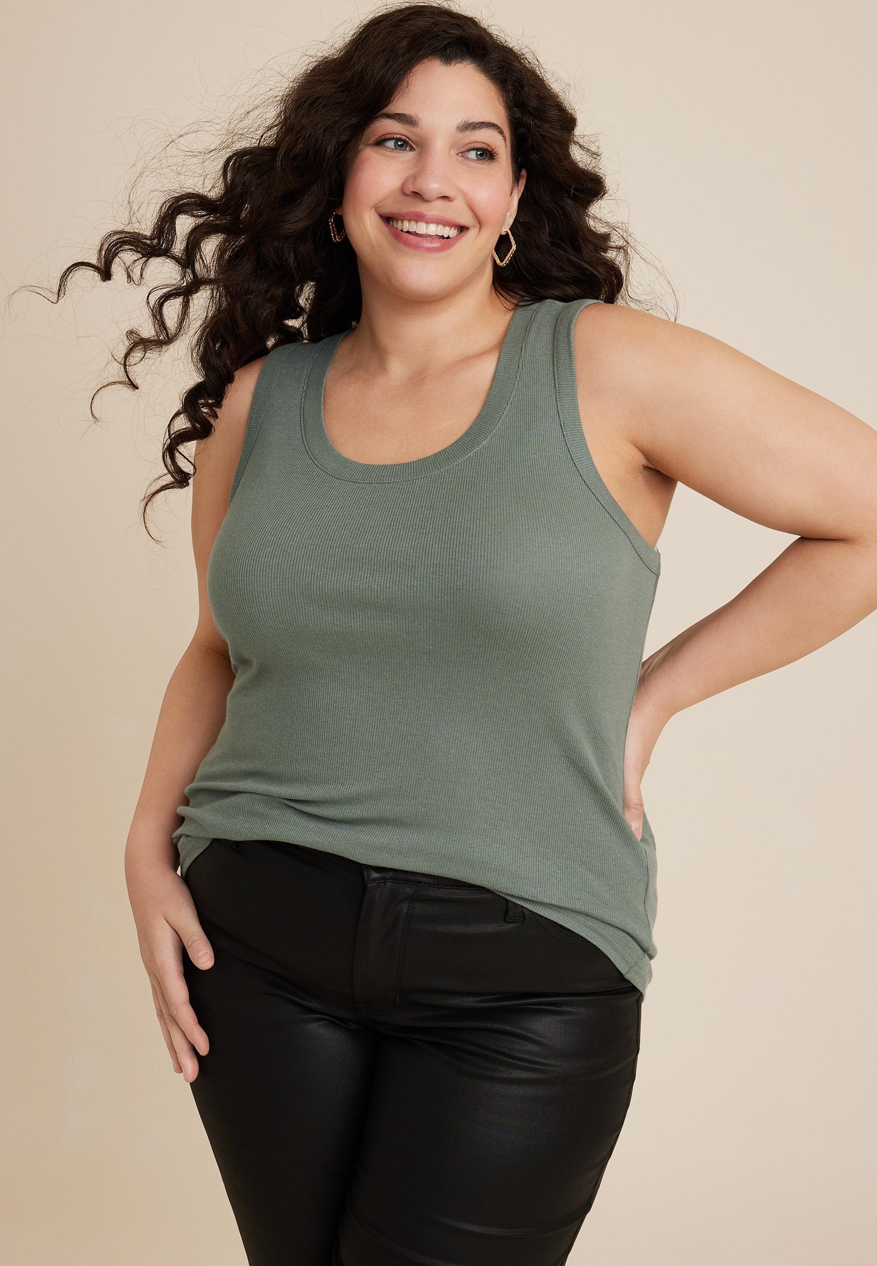 Maurices 2X Plus Size Womens 24/7 U Line Tank Top Pink Product Image