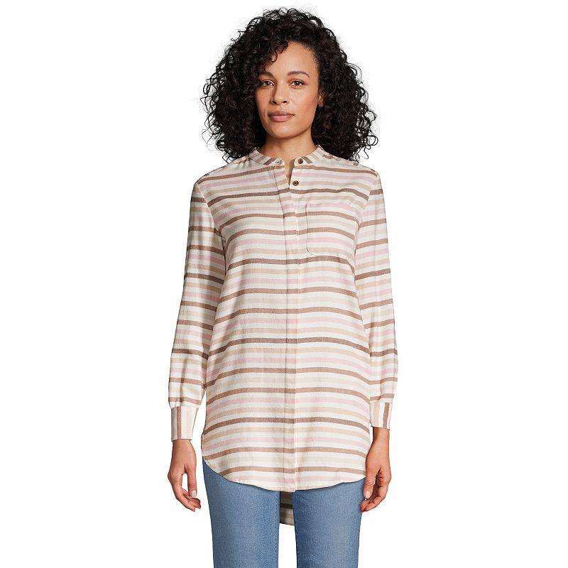Women's Lands' End Flannel A-Line Tunic Top, Size: XL, Deep Blue Tartan Product Image