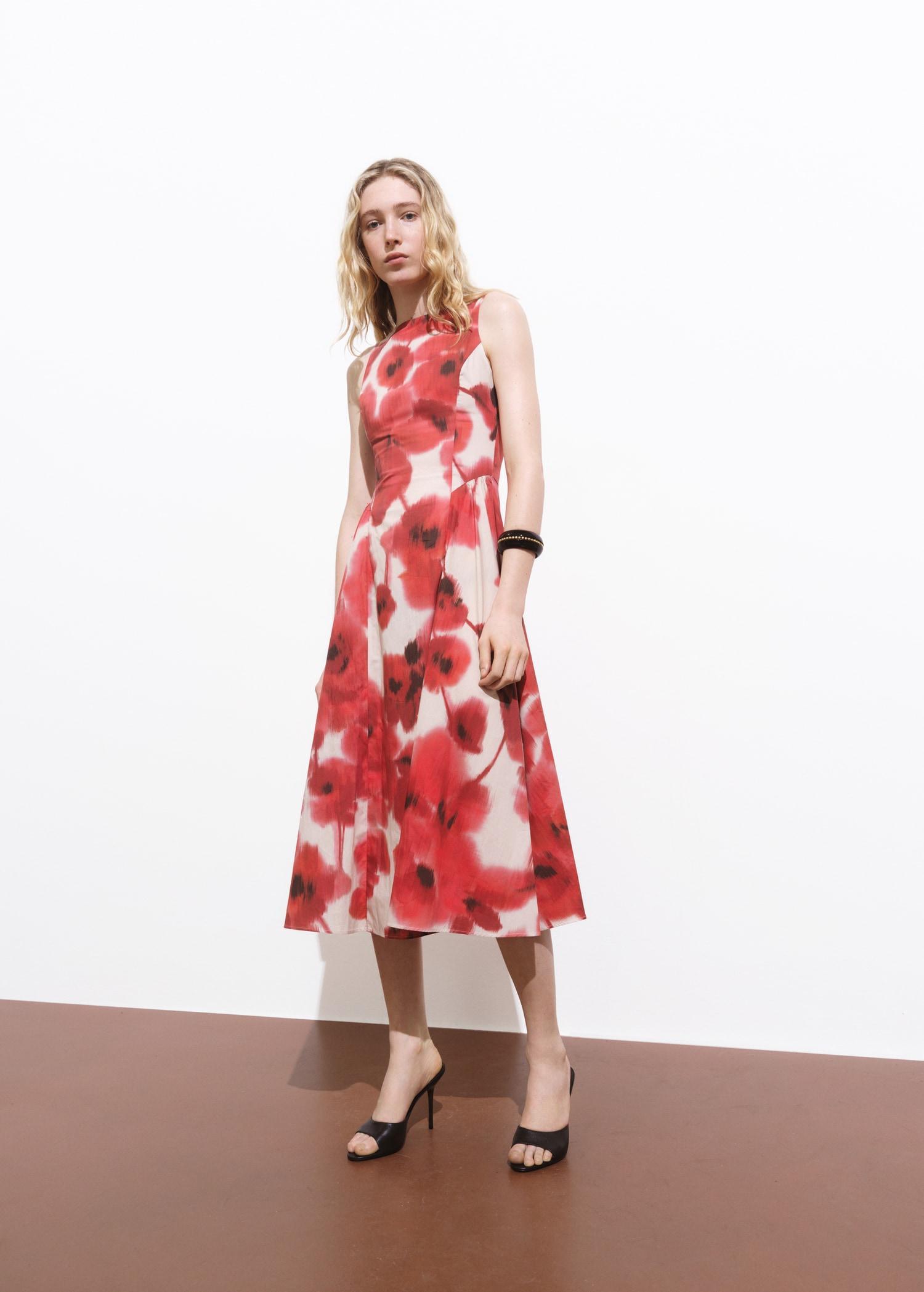 Floral-print flared dress - Women | MANGO USA Product Image