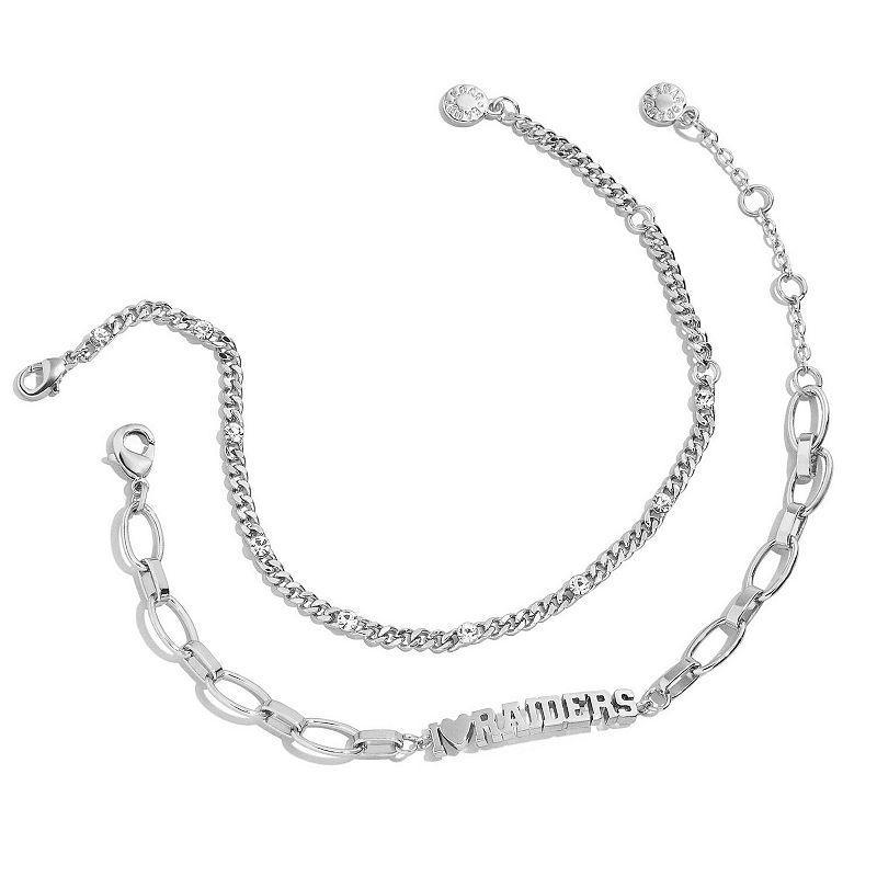 WEAR by Erin Andrews x Baublebar Silver Las Vegas Raiders Linear Bracelet Set, Womens, Lvr Silver Product Image