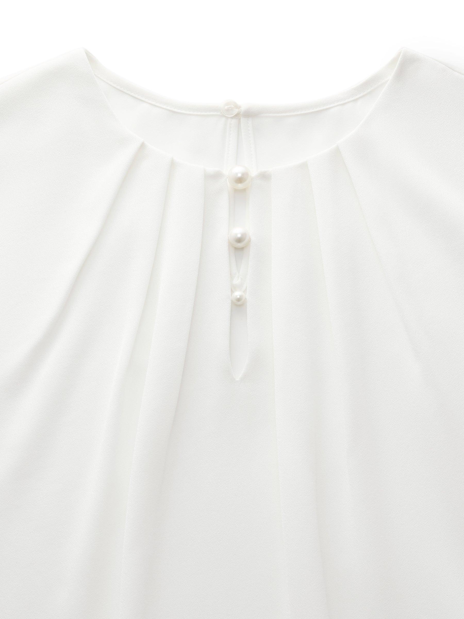 Acetate Blend Women Round Neck Blouse Product Image