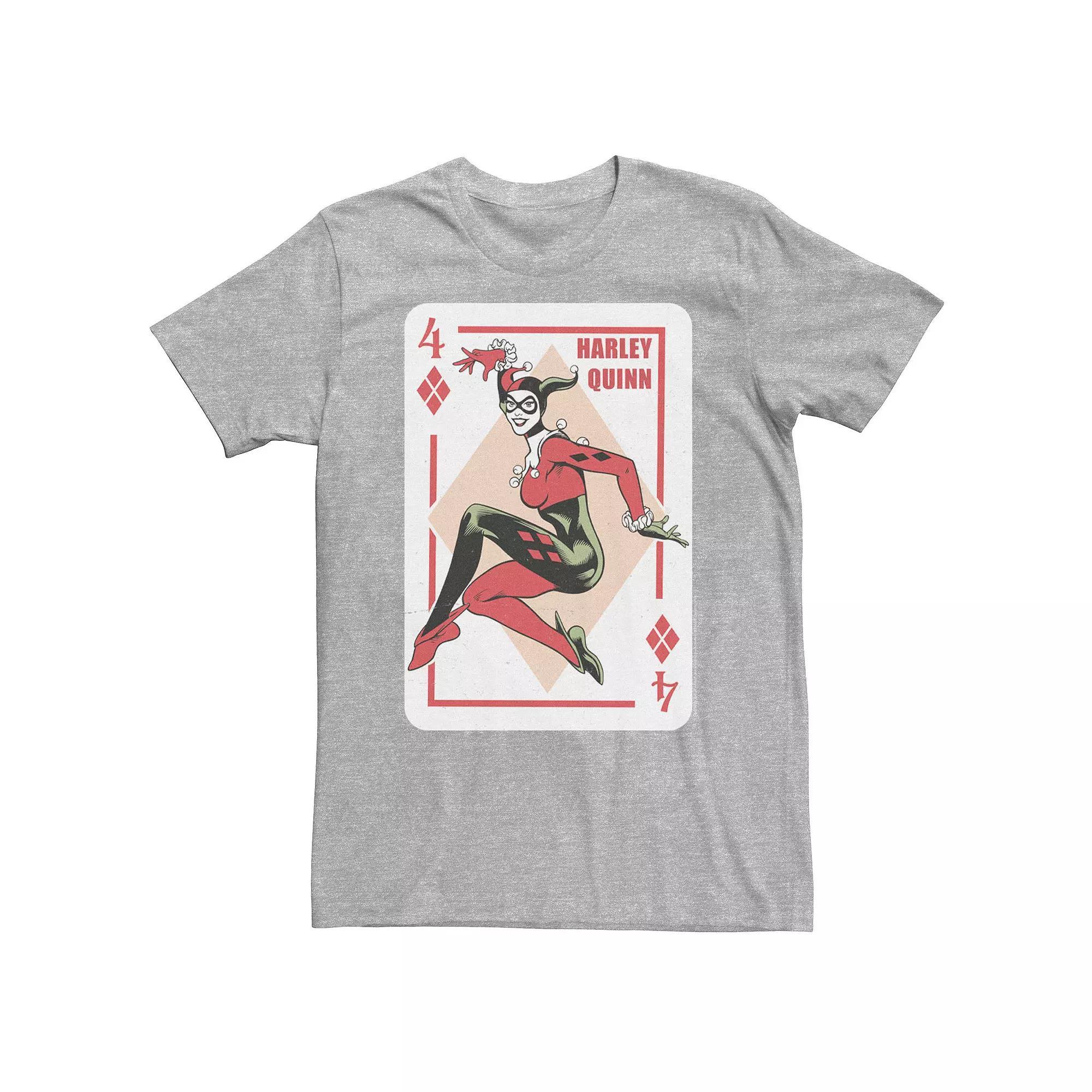 Big & Tall DC Comics Batman Harley Quinn Playing Card Tee, Men's, Size: Large Tall, Grey Heather Product Image