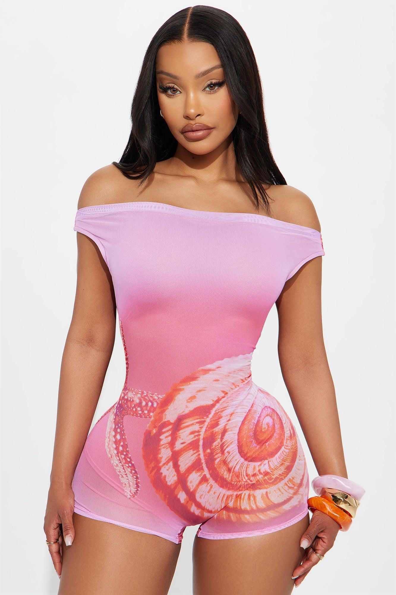 Miami Beach Mesh Romper - Pink/combo Product Image