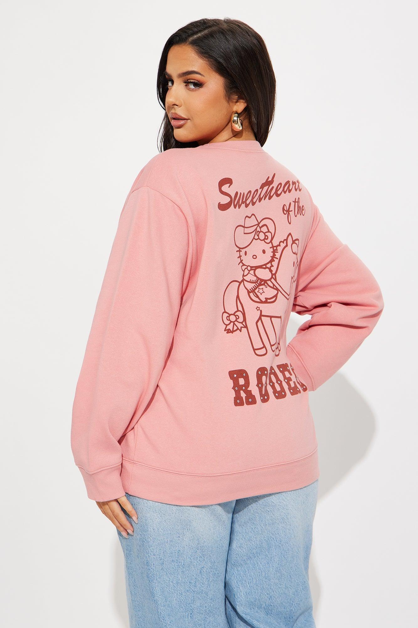 Rodeo Sweetheart Hello Kitty Oversized Sweatshirt - Pink Product Image