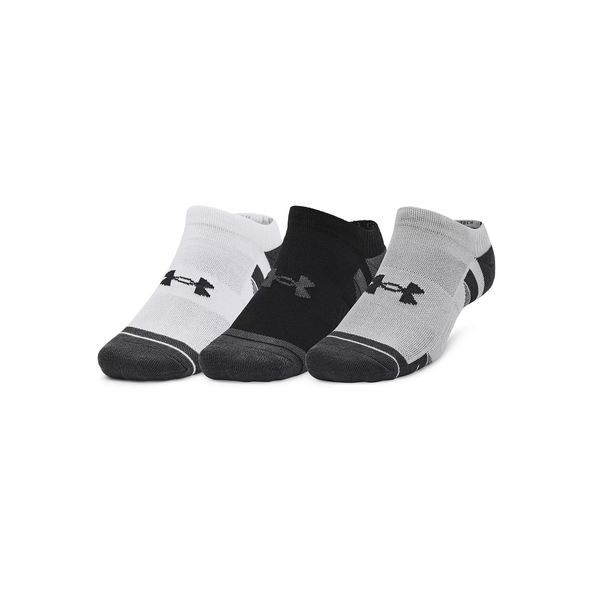 Under Armour Performance Tech 3-Pack No Show Socks, Women's, Size: Large, Gray Team Product Image
