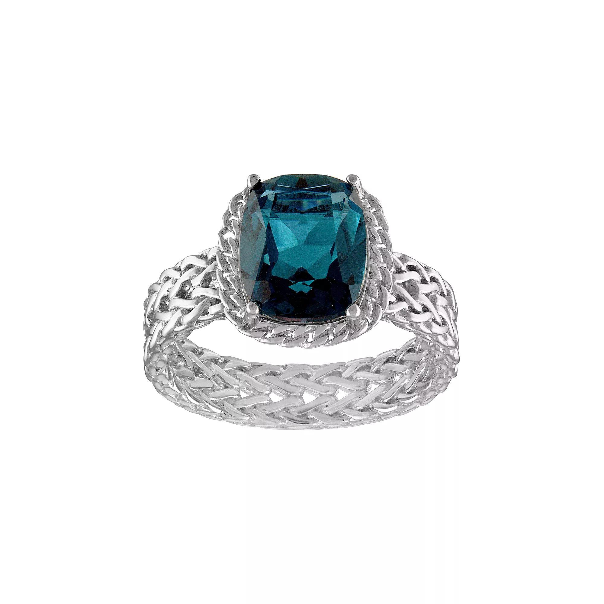 Tiara Sterling Silver London Blue Topaz Byzantine Ring, Women's, Size: 7 Product Image