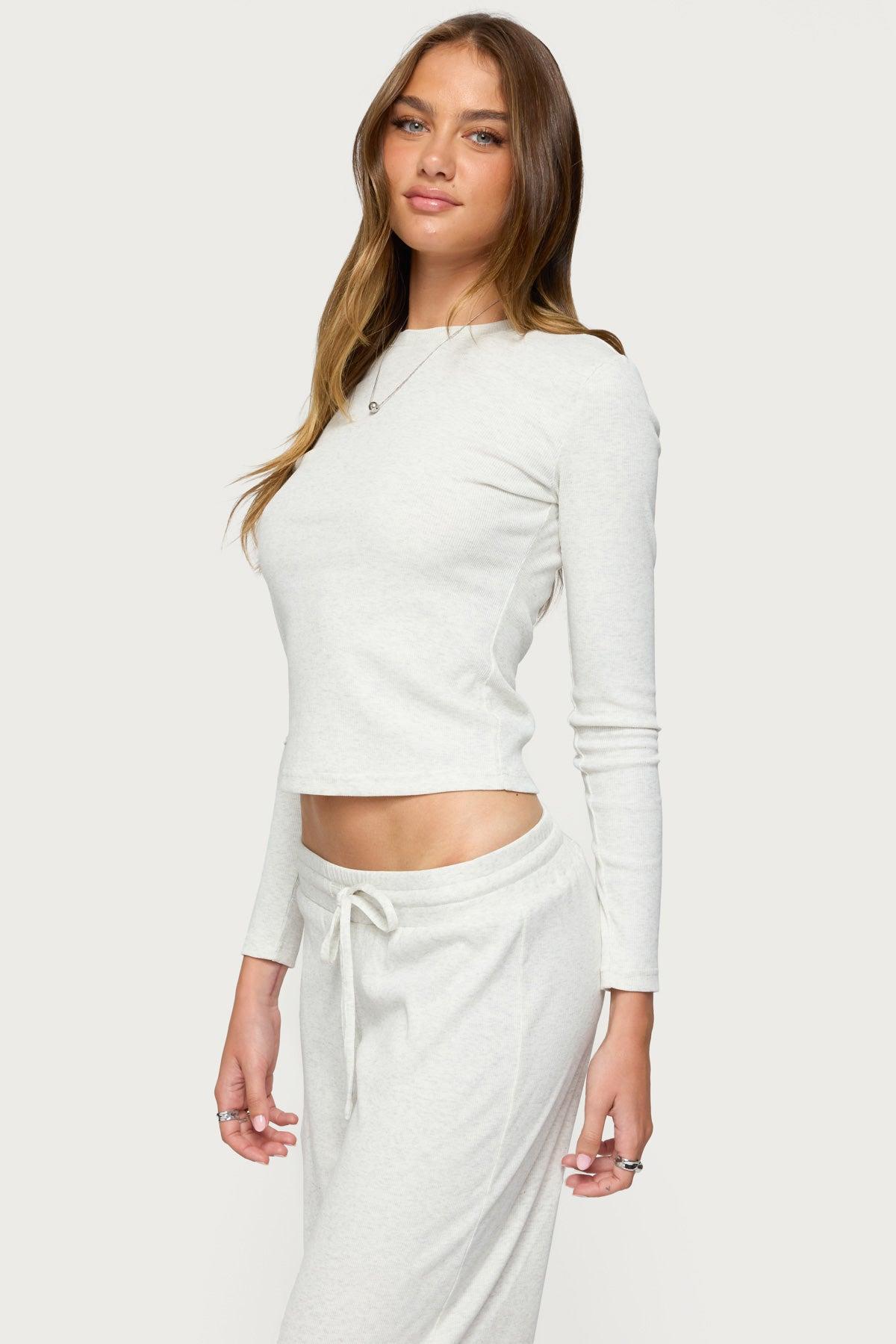 Cicilia Long Sleeve Ribbed T Shirt Product Image