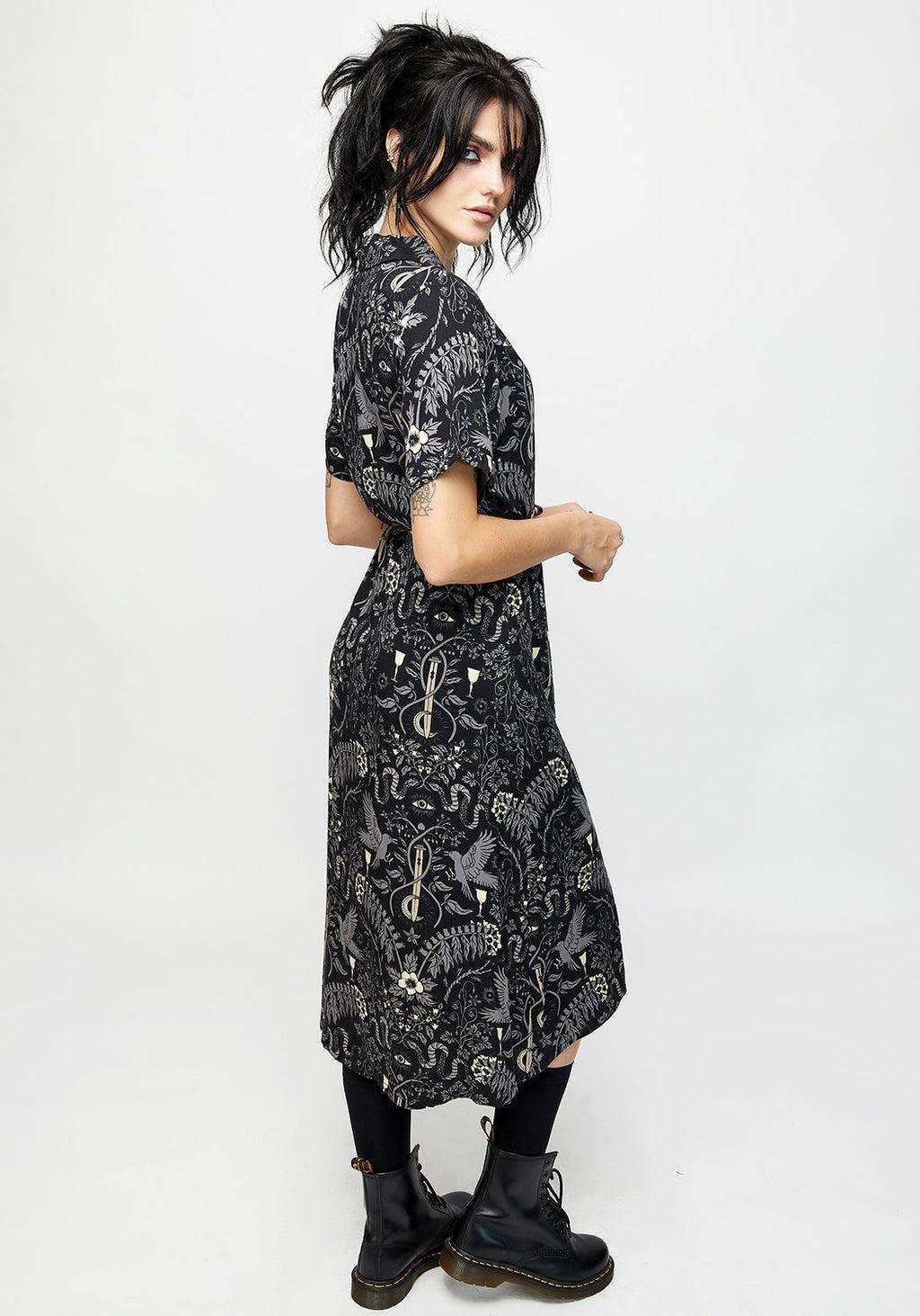 Hecate's Garden Midi Shirt Dress Product Image