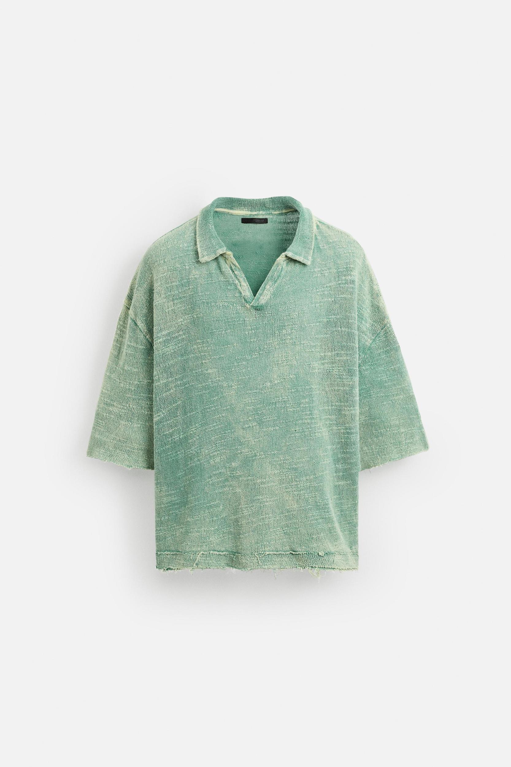 WASHED KNIT POLO SHIRT Product Image