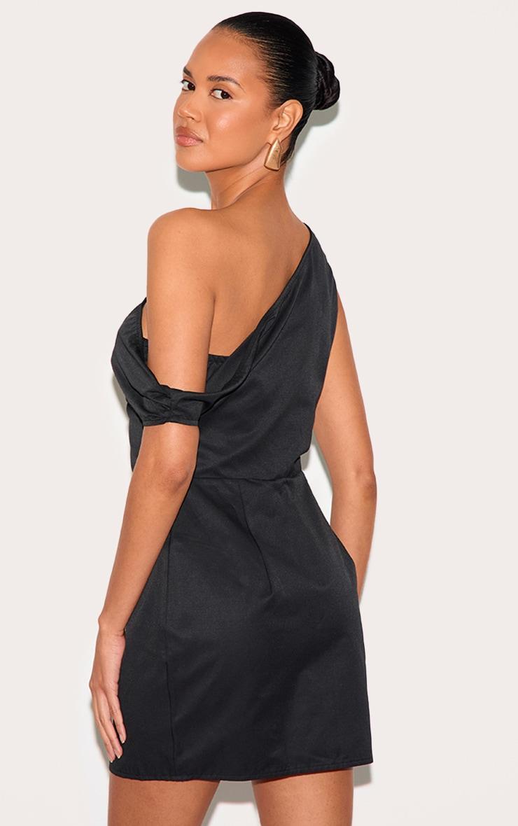 Black Woven Asymmetric Cup Detail Mini Dress Product Image