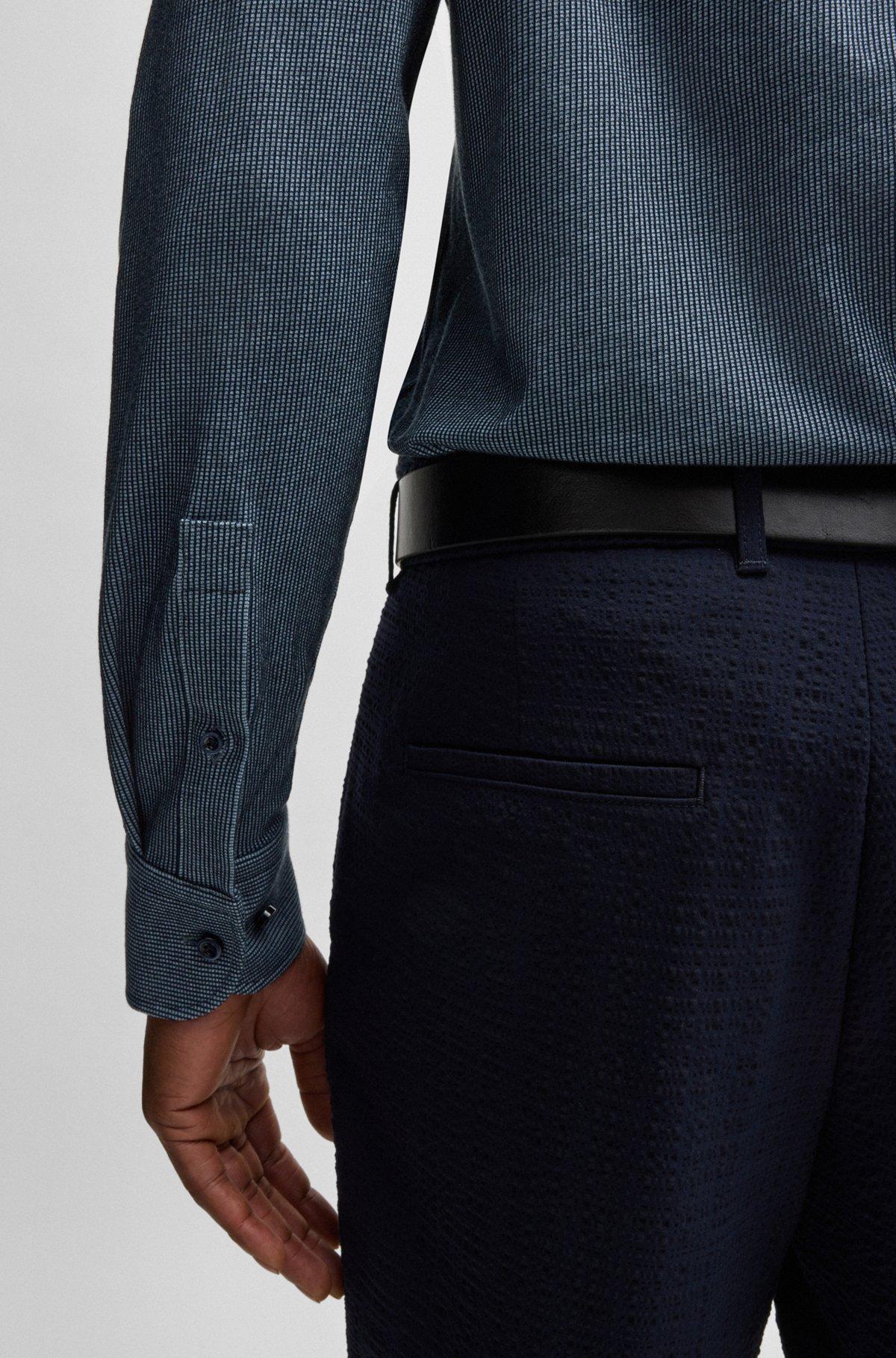 Casual-fit shirt in micro-check stretch cotton Product Image
