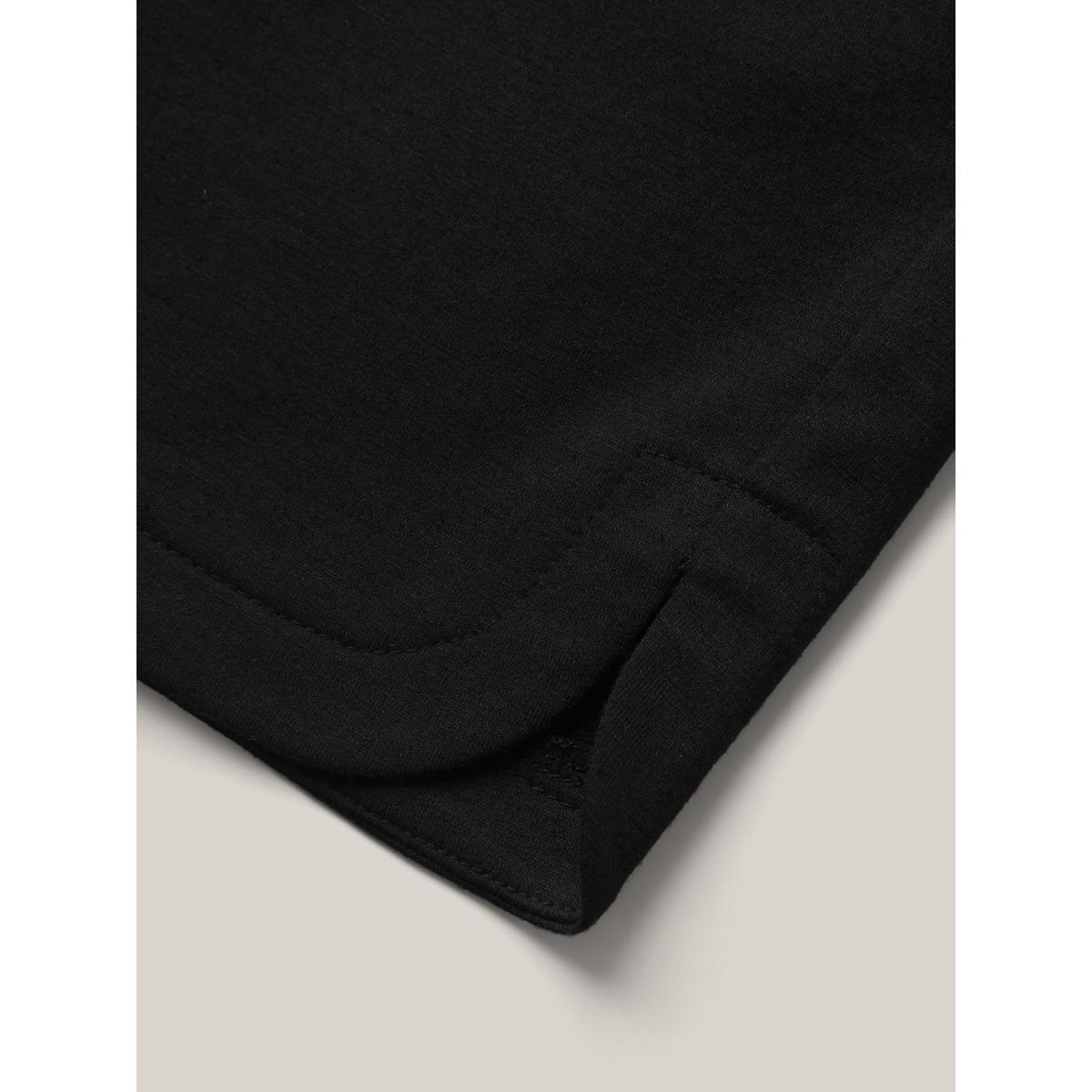Plus Size Drawstring Slit Supersoft Pull-On Shorts Women Black Casual Drawstring Loose Everyday Shorts BloomChic 22-24/3X Product Image