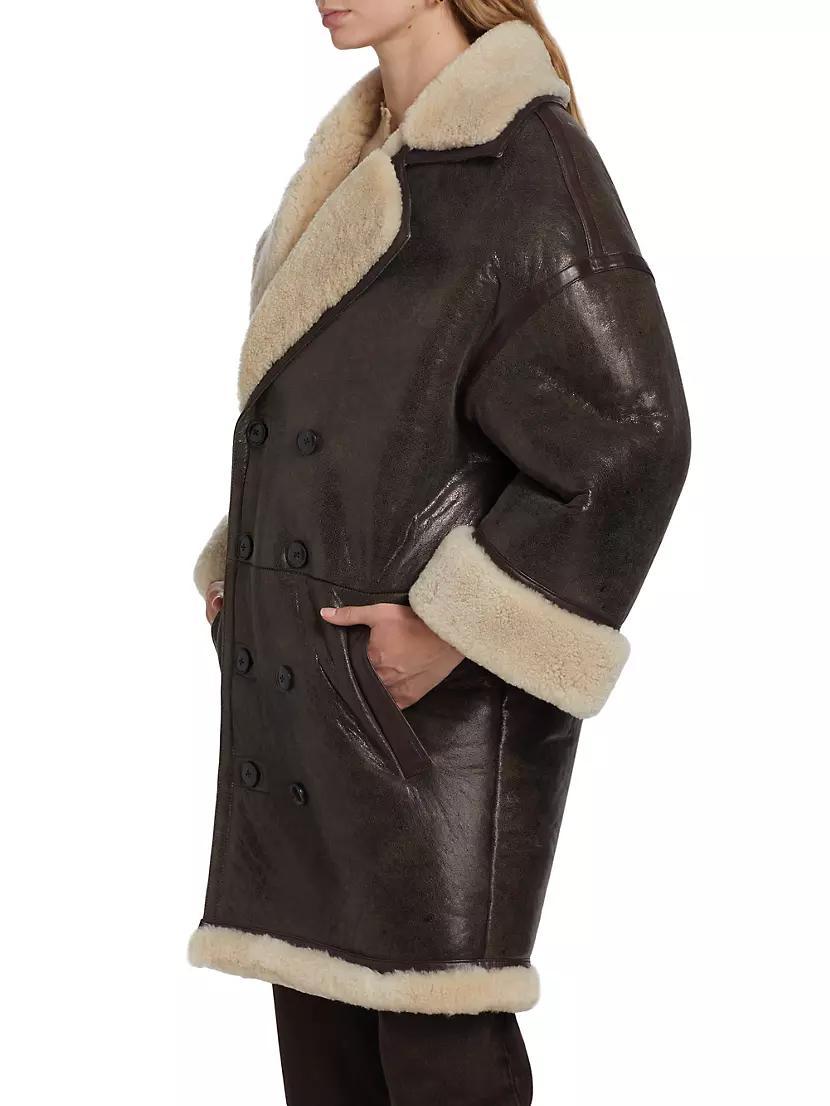 Shearling-Trimmed Leather Cocoon Coat Product Image