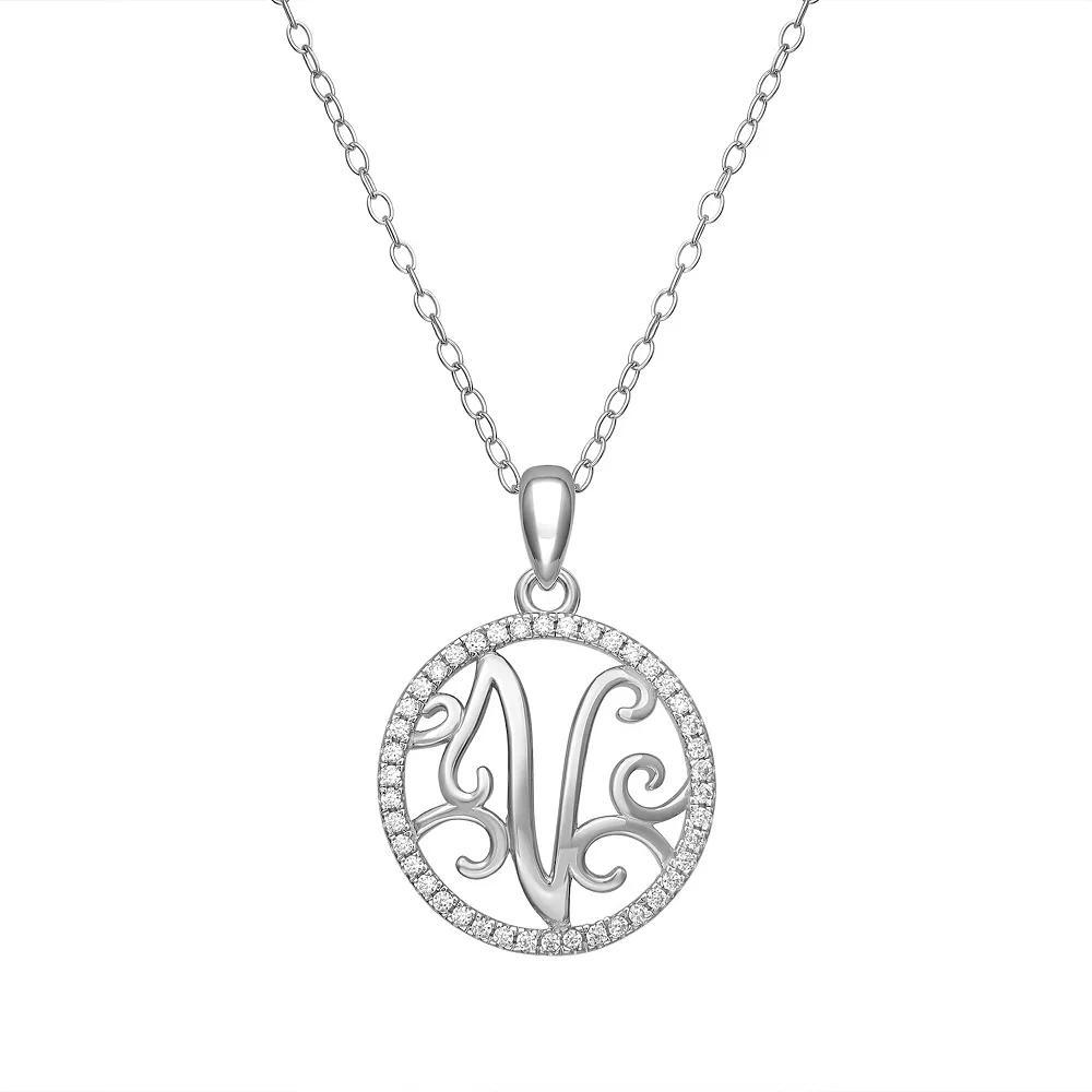 PRIMROSE Sterling Silver Cubic Zirconia Initial Pendant Necklace, Women's, Size: 18" Product Image