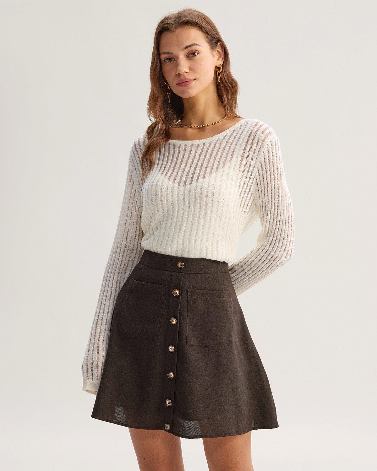 Brown Pocket High Waisted Skirt Product Image