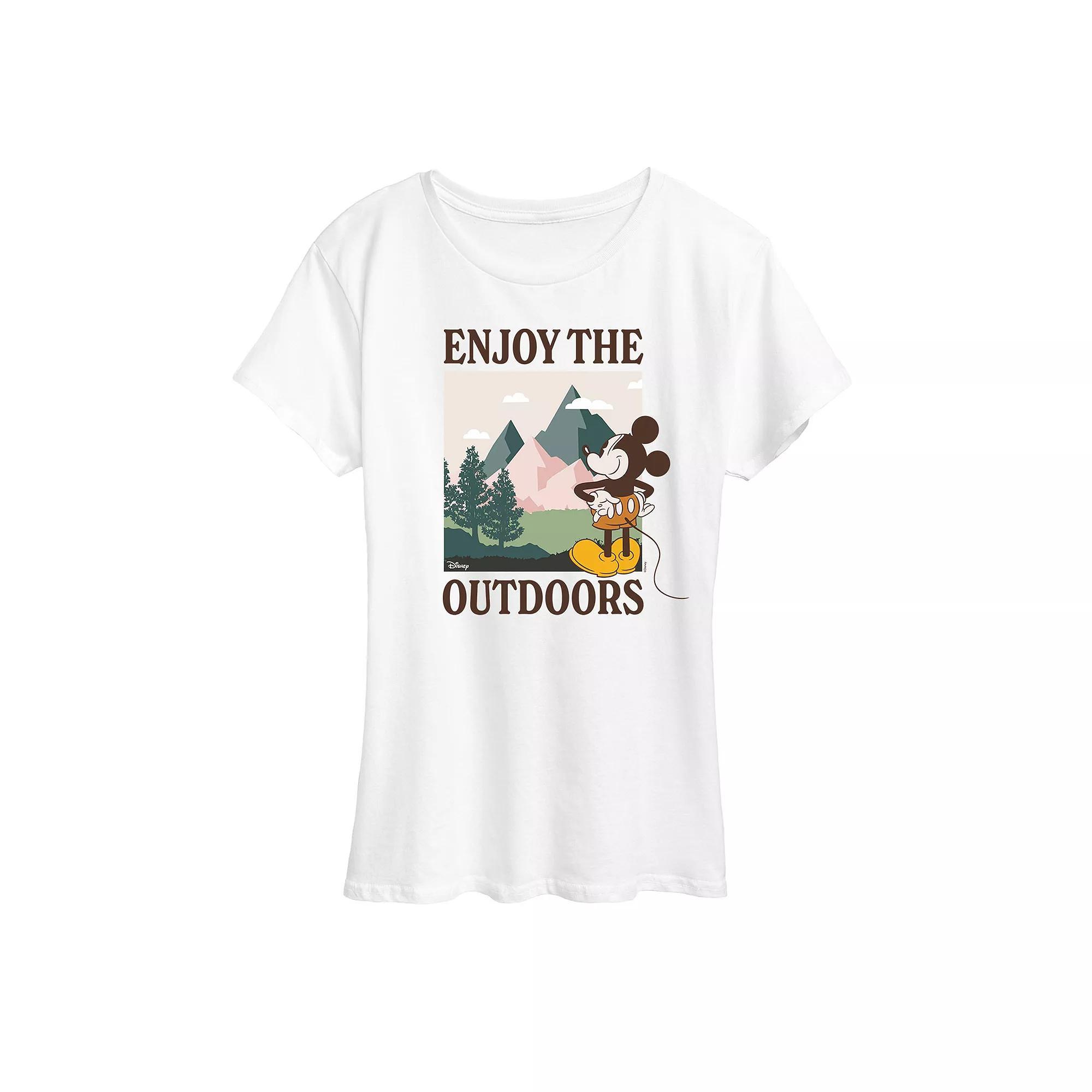 Disney's Mickey Mouse Women's Enjoy The Outdoors Graphic Tee, Size: Medium, White Product Image