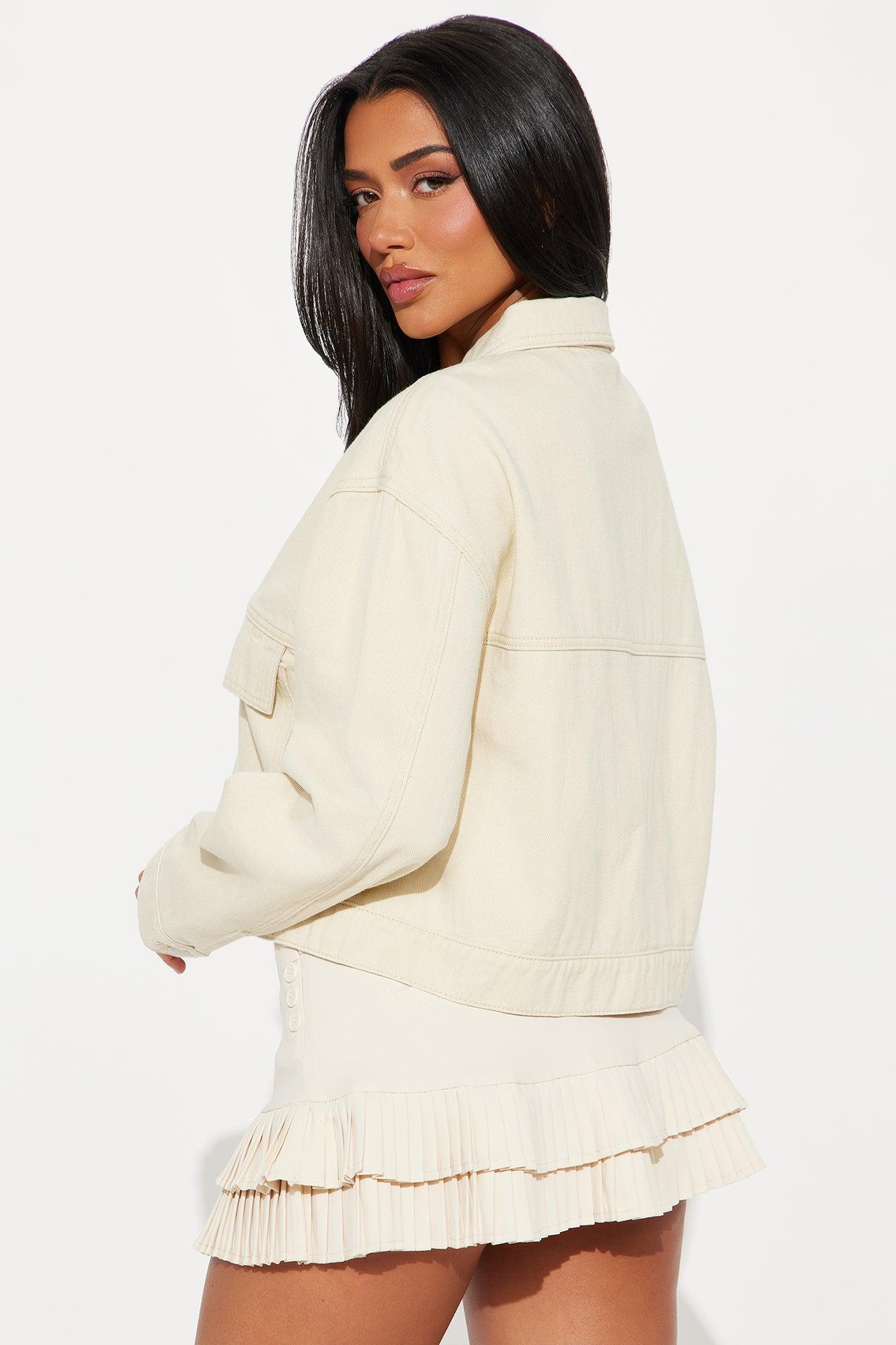 Casual Cool Denim Shacket - Cream Product Image