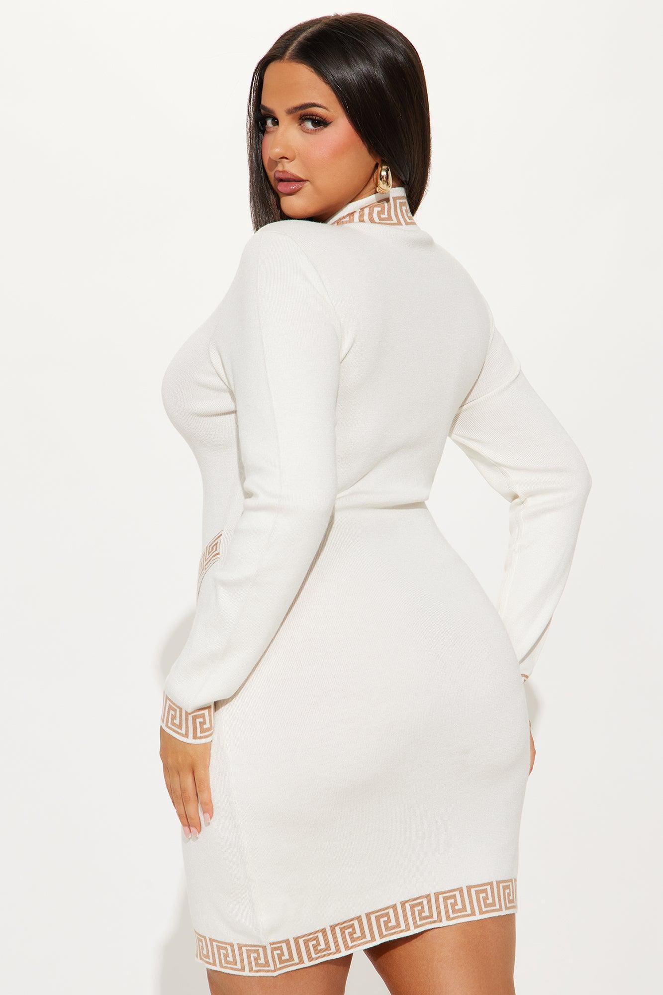 Chilly Season Sweater Mini Dress - Ivory/combo Female Product Image