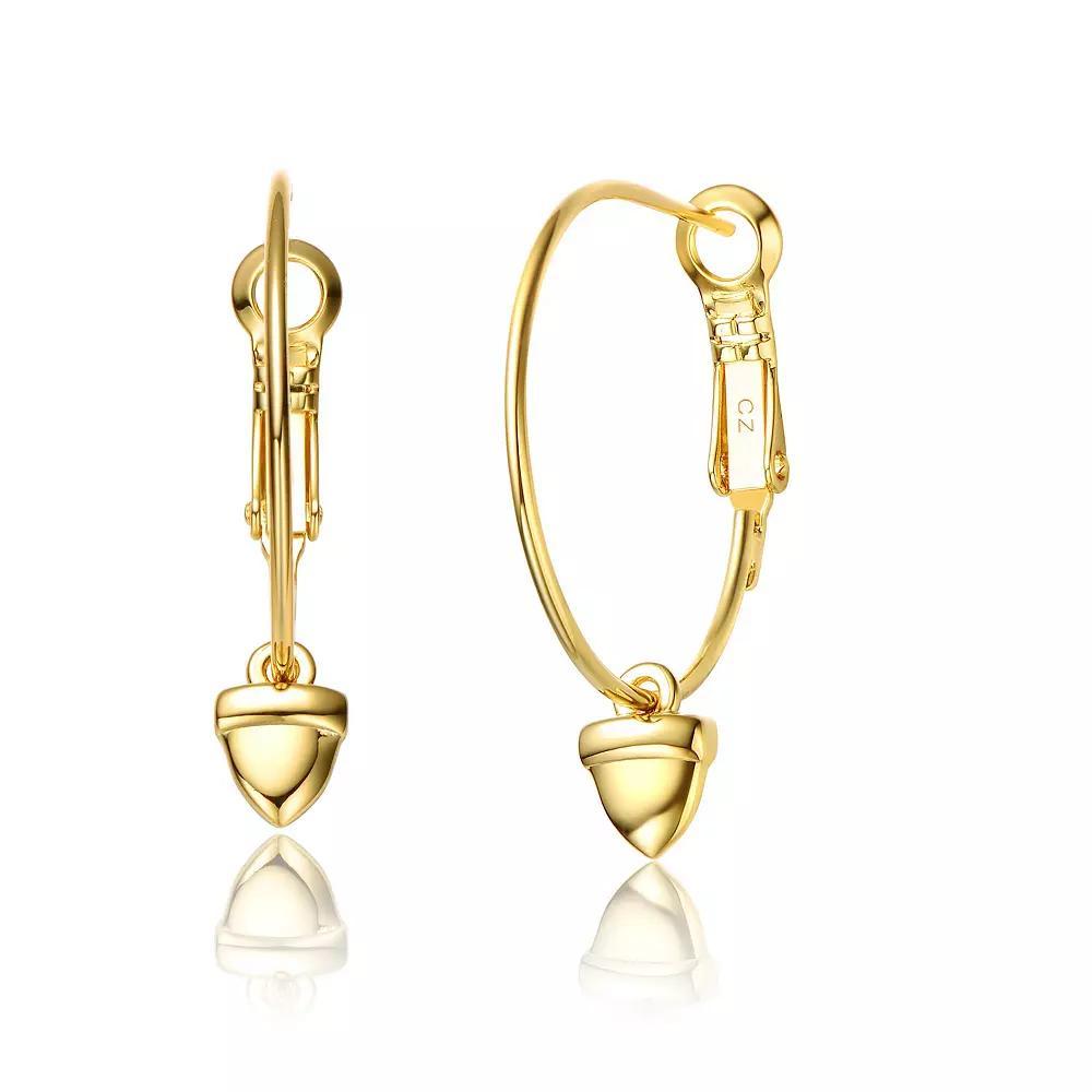 14k Gold Plated Cubic Zirconia Acorn Hoop Earrings, Womens, Gold Tone Product Image