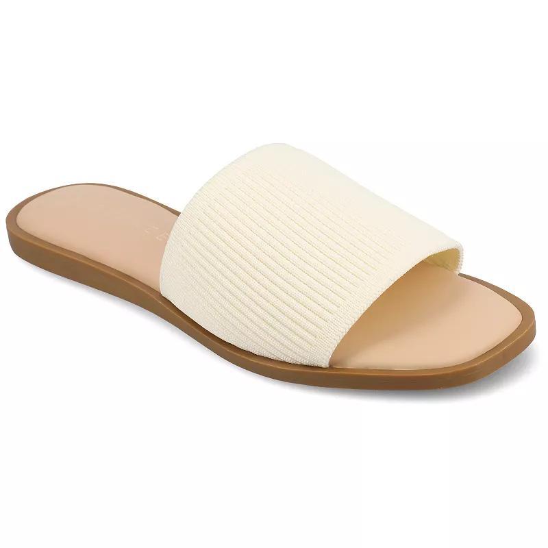 Journee Prisilla Womens Tru Comfort Foam Linen Slip On Slide Sandals Ivory Product Image