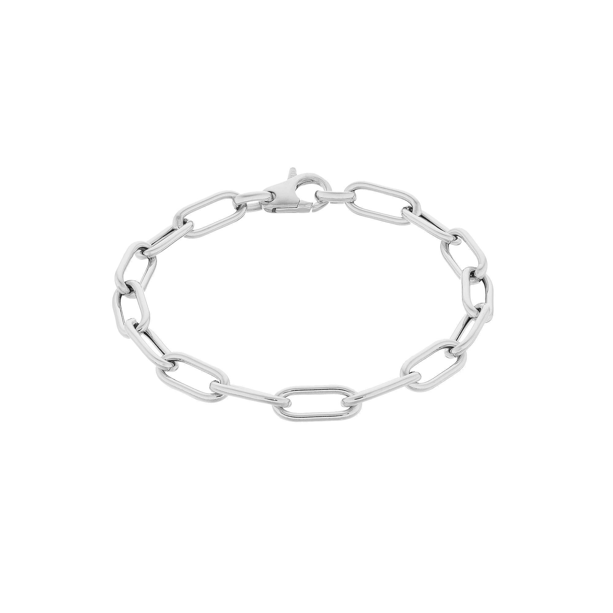 Sterling Silver Paper Clip Chain Bracelet, Women's, Size: 7.5" Product Image