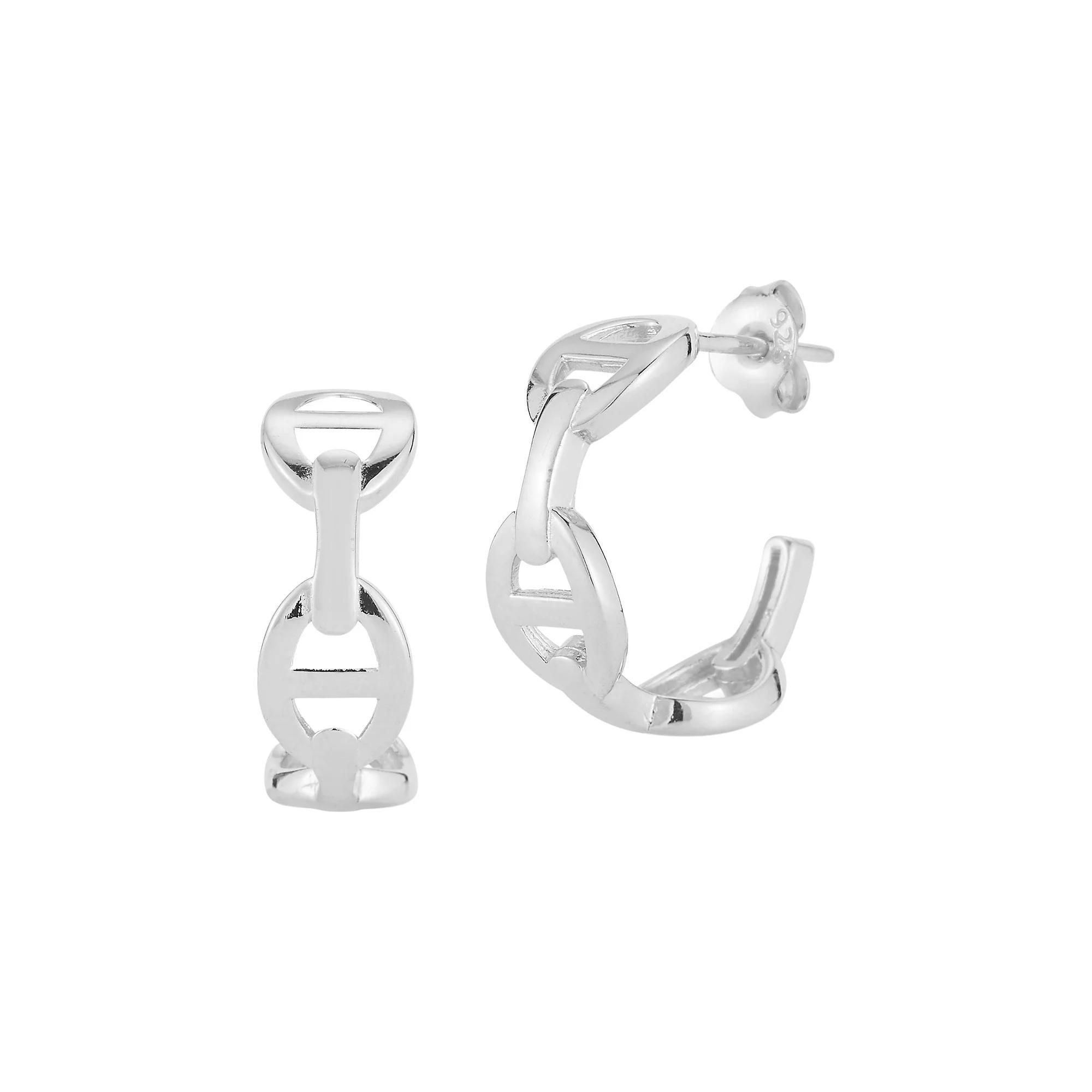 Sunkissed Sterling Sterling Silver Mariner Link Hoop Earrings, Womens, Silver Tone Product Image