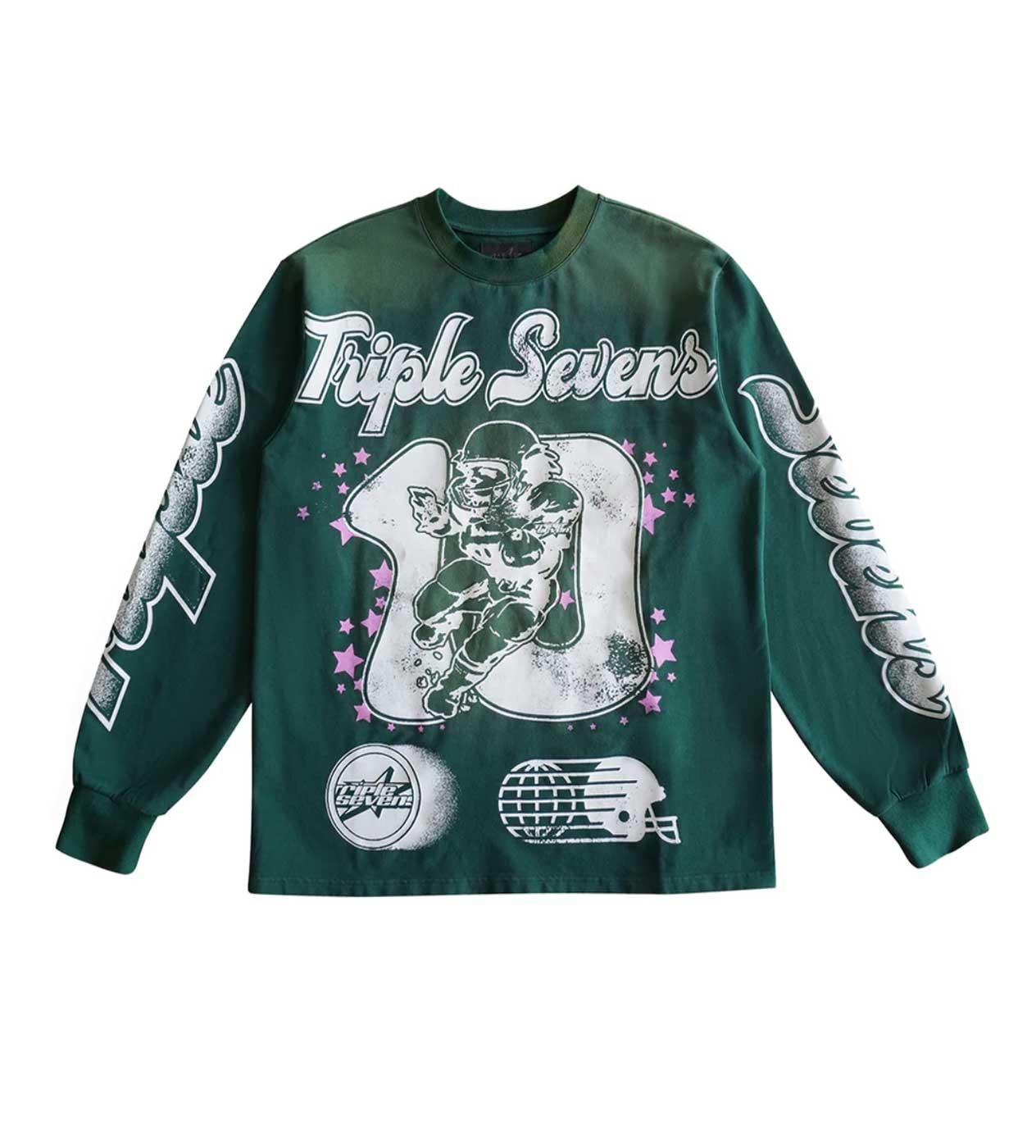 Sopula Triple Sevens Graphic Vintage Acid Wash Long Sleeve T-Shirt Product Image