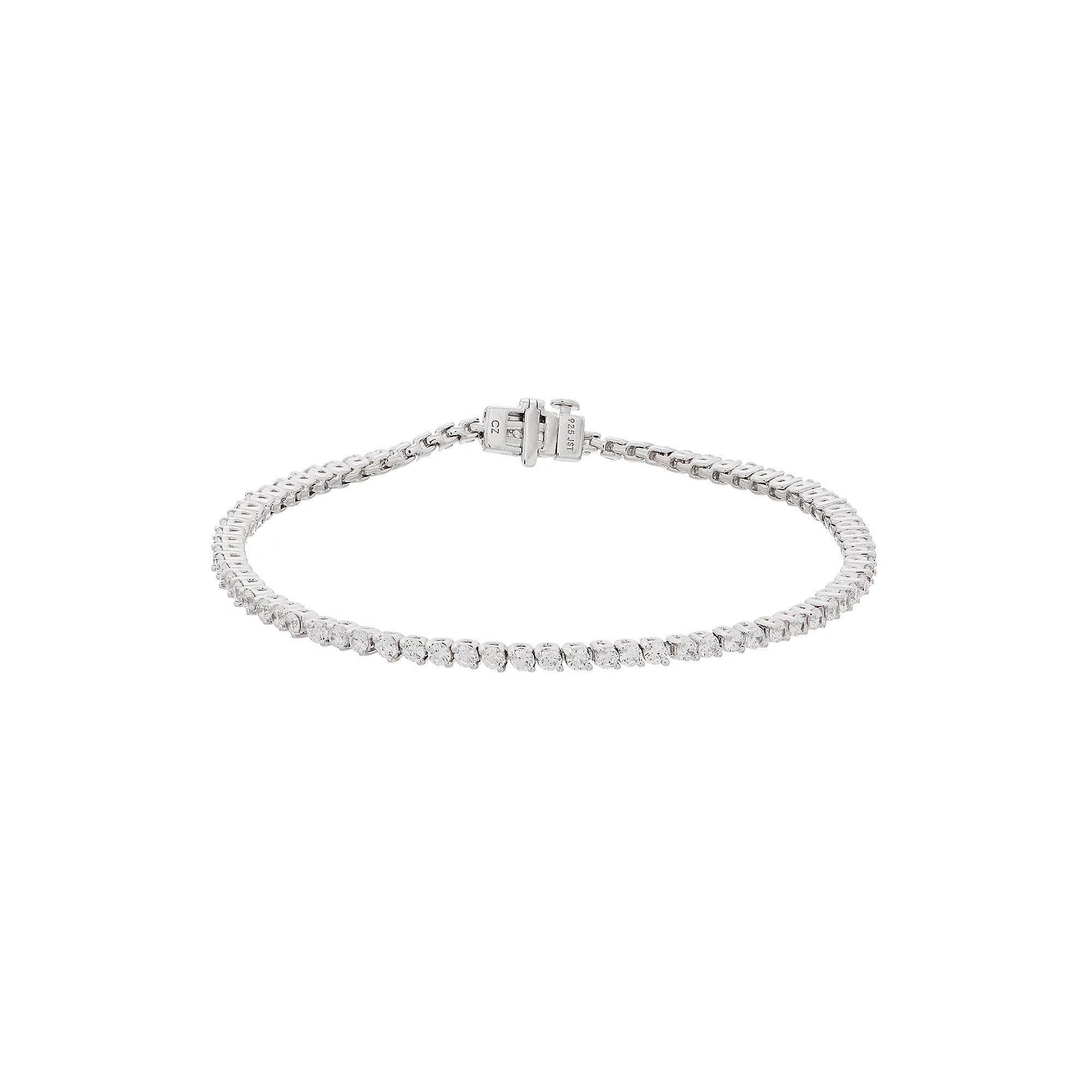 10k White Gold 3 Carat T.W. Diamond Tennis Bracelet, Women's, 10k Whgold Product Image