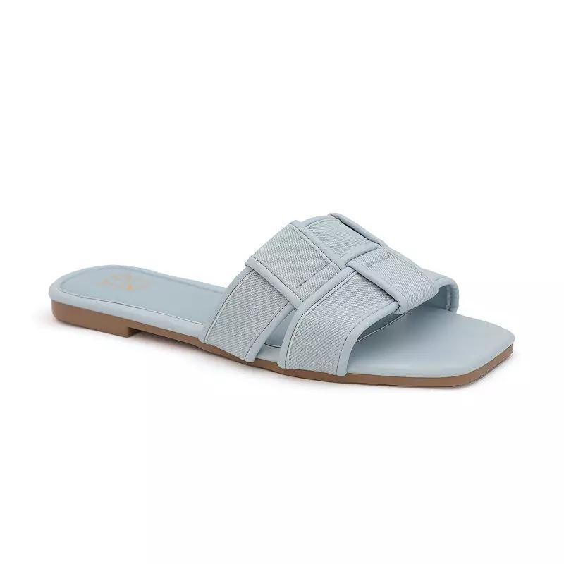 Yoki Essie Women's Denim Checkered Stone & Fringe Sandals, Size: 8.5, Blue Product Image