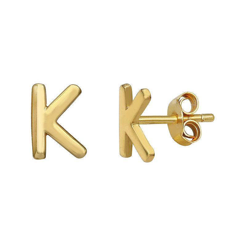 PRIMROSE Sterling Silver Initial Stud Earrings, Women's, Gold Tone C Product Image
