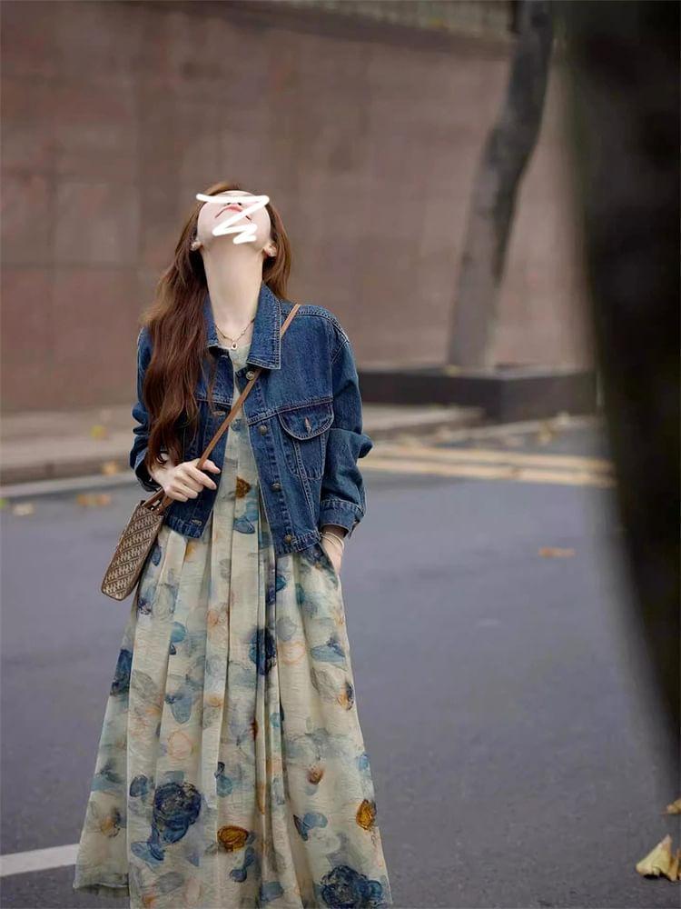 Sleeveless Crew Neck Tie Dye Maxi Sundress Product Image
