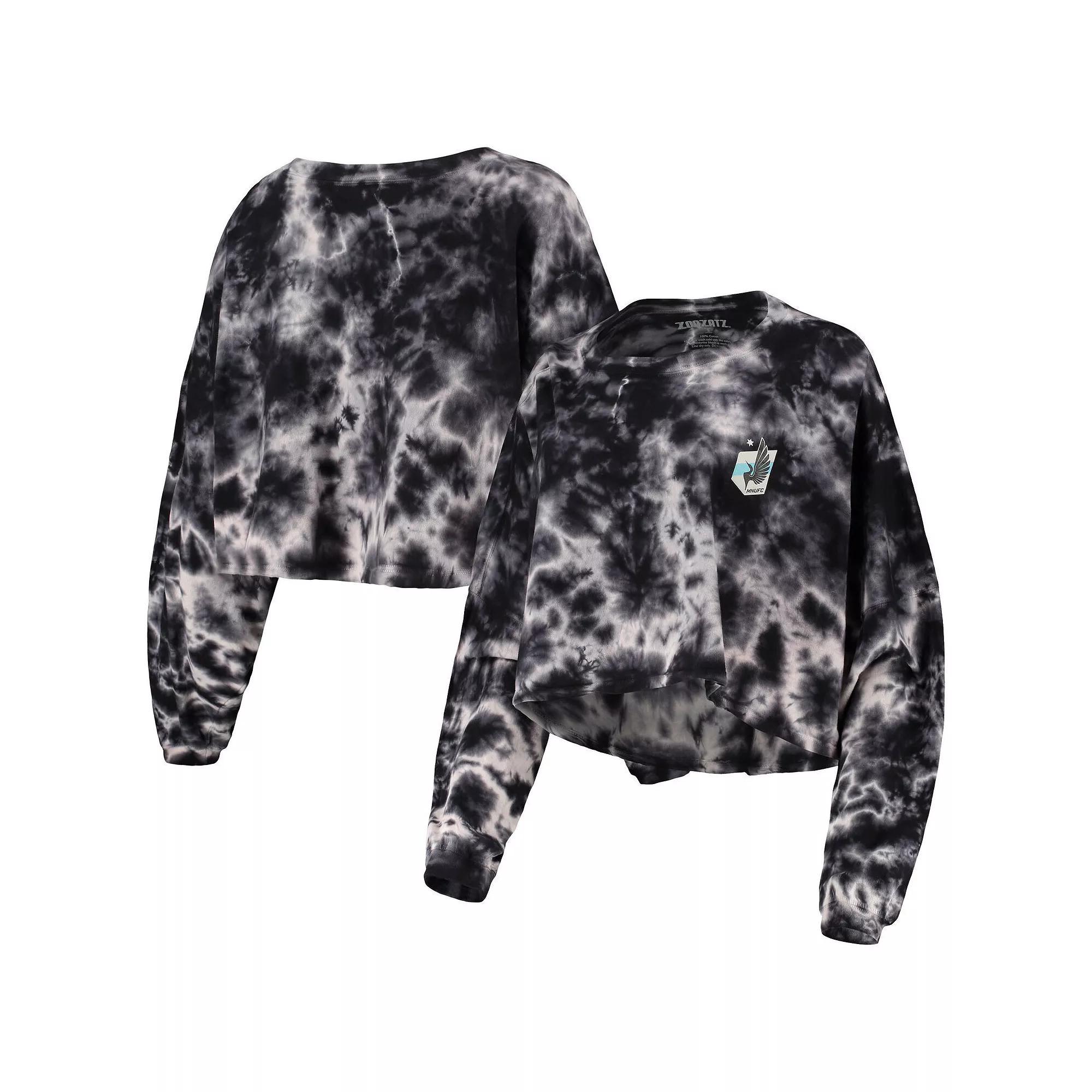 Women's ZooZatz Black Minnesota United FC Oversized Cloud-Dye Long Sleeve T-Shirt, Size: Small, Mfc Black Product Image