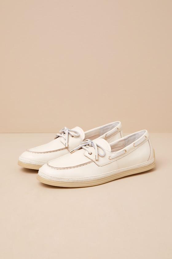 Doris Bone Leather Loafers Product Image