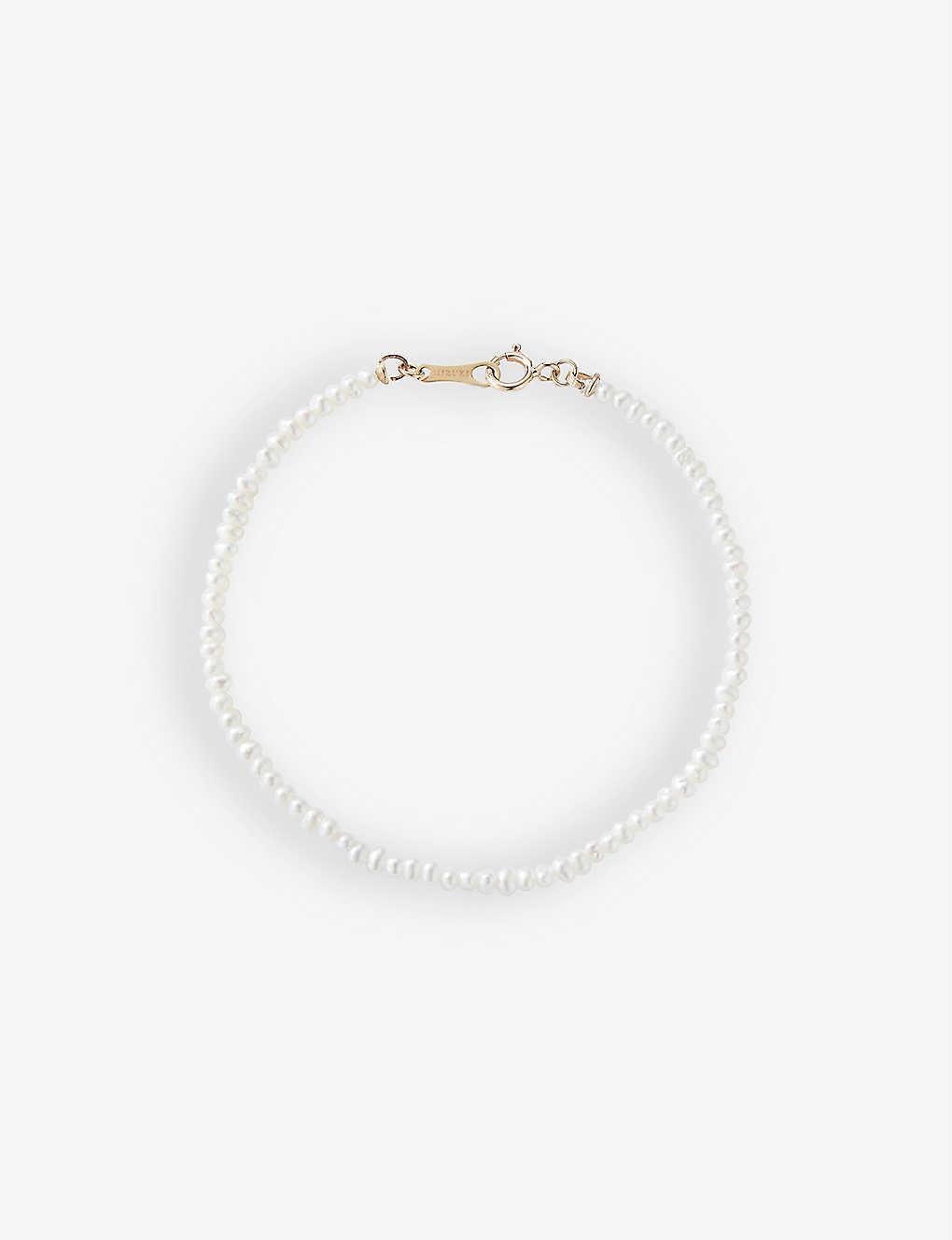 MIZUKI Womens 14kt Yellow Gold Dancing Pearl 14ct Yellow-gold And Freshwater Pearl Bracelet Product Image