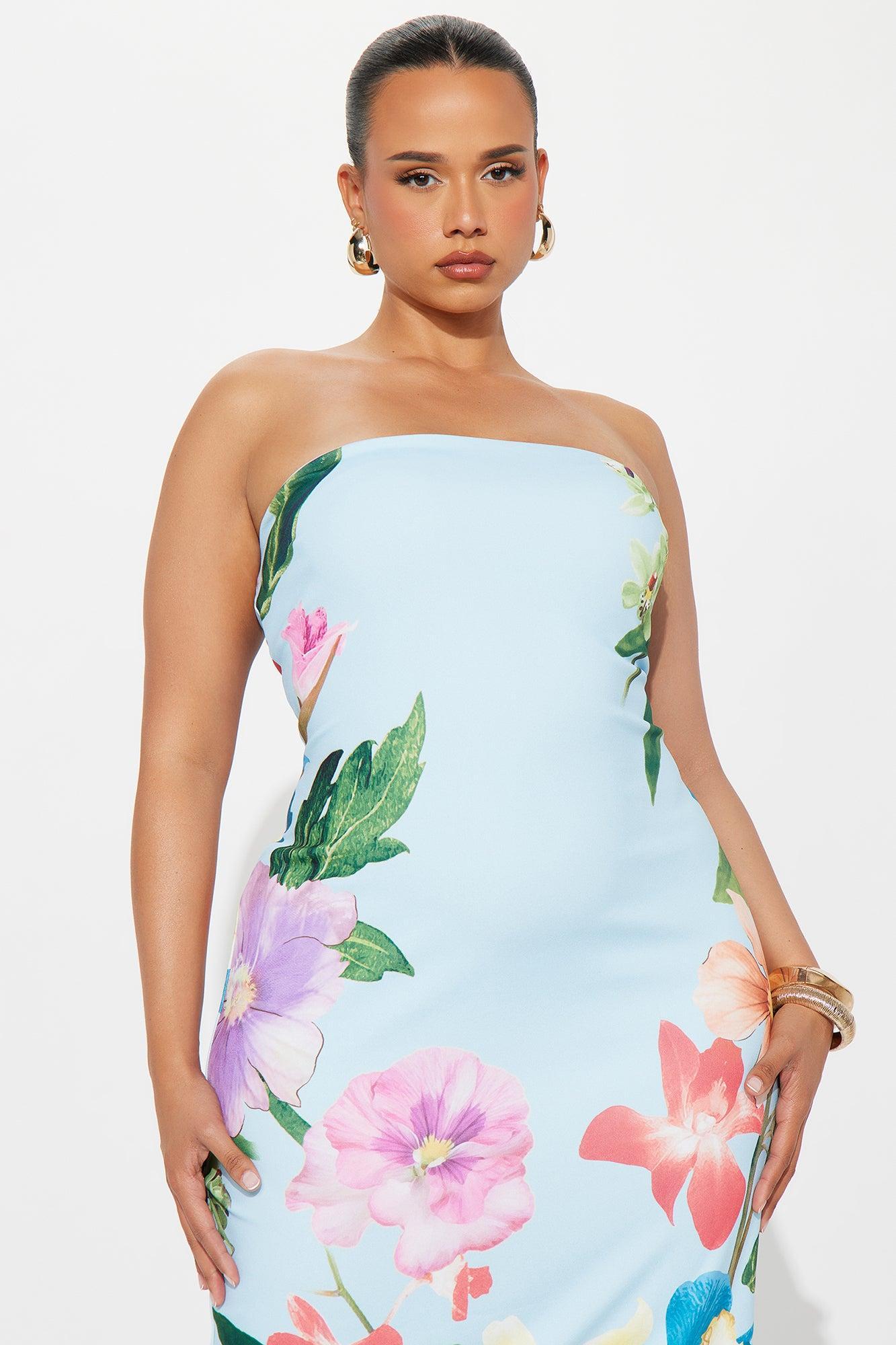 Pretty Petals Tube Maxi Dress - Blue/combo Product Image