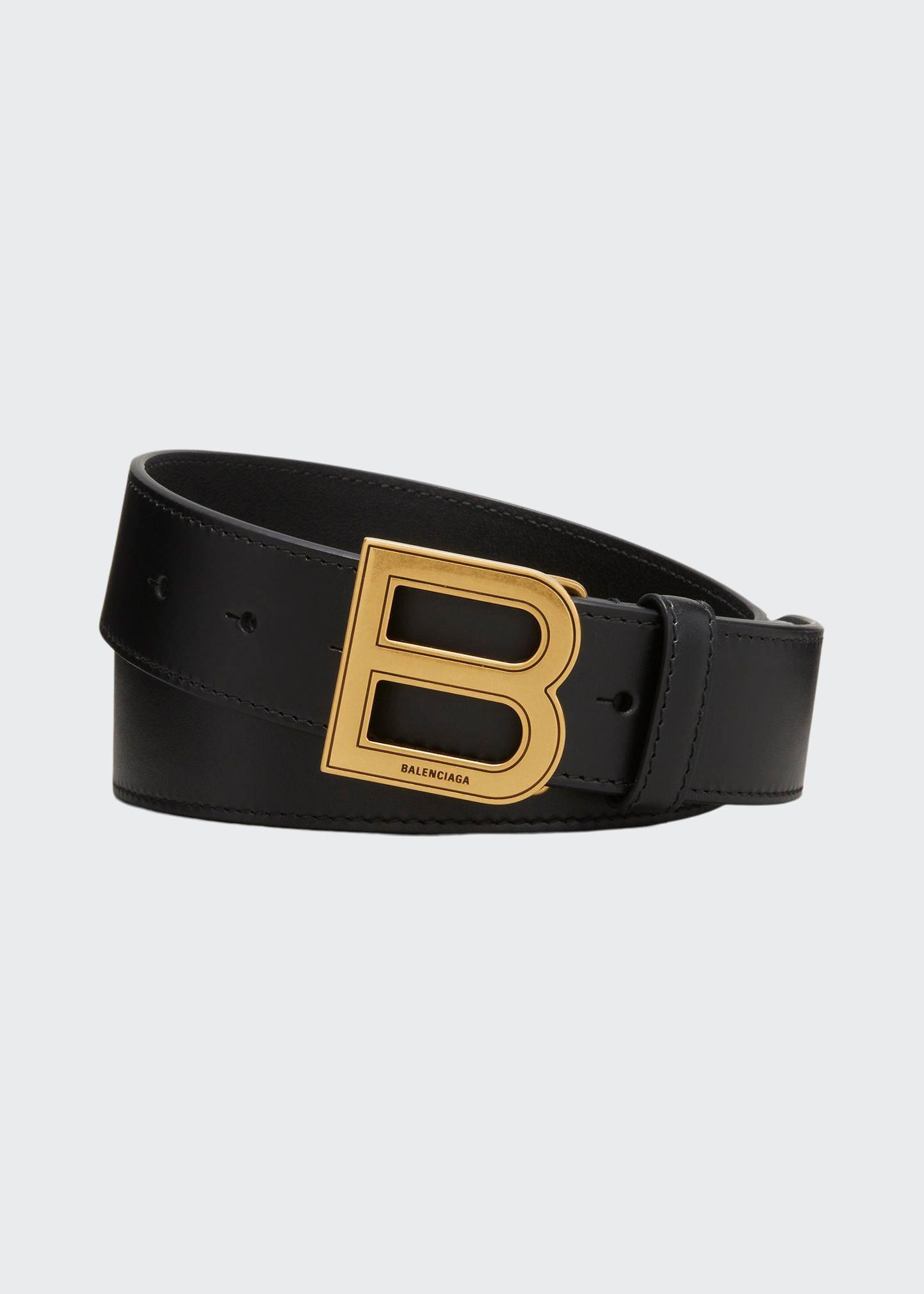 Mens Hourglass Large Leather B-Buckle Belt Product Image