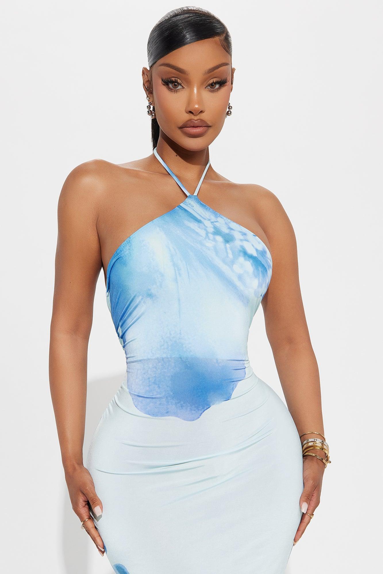 Amra Halter Maxi Dress - Blue/combo Product Image
