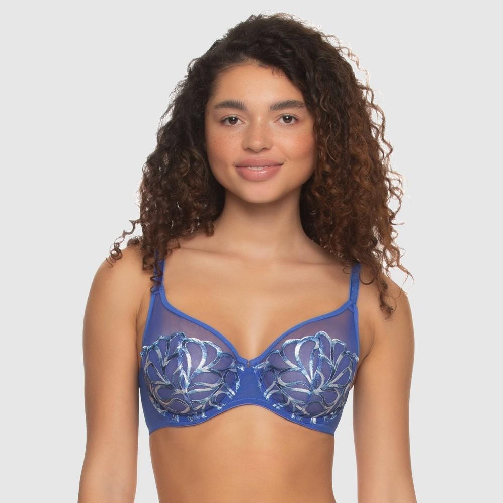 Paramour Women's Lotus Unlined Embroidered Bra - Dazzling Blue Product Image