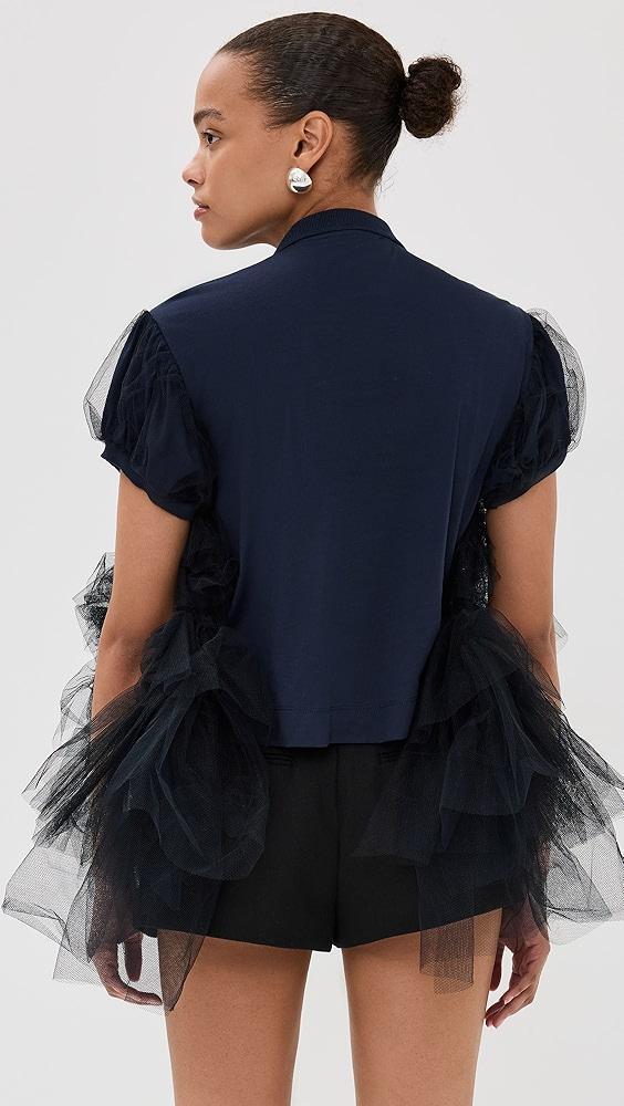 Simone Rocha Puff Sleeve Tulle Frill Polo Shirt | Shopbop Product Image