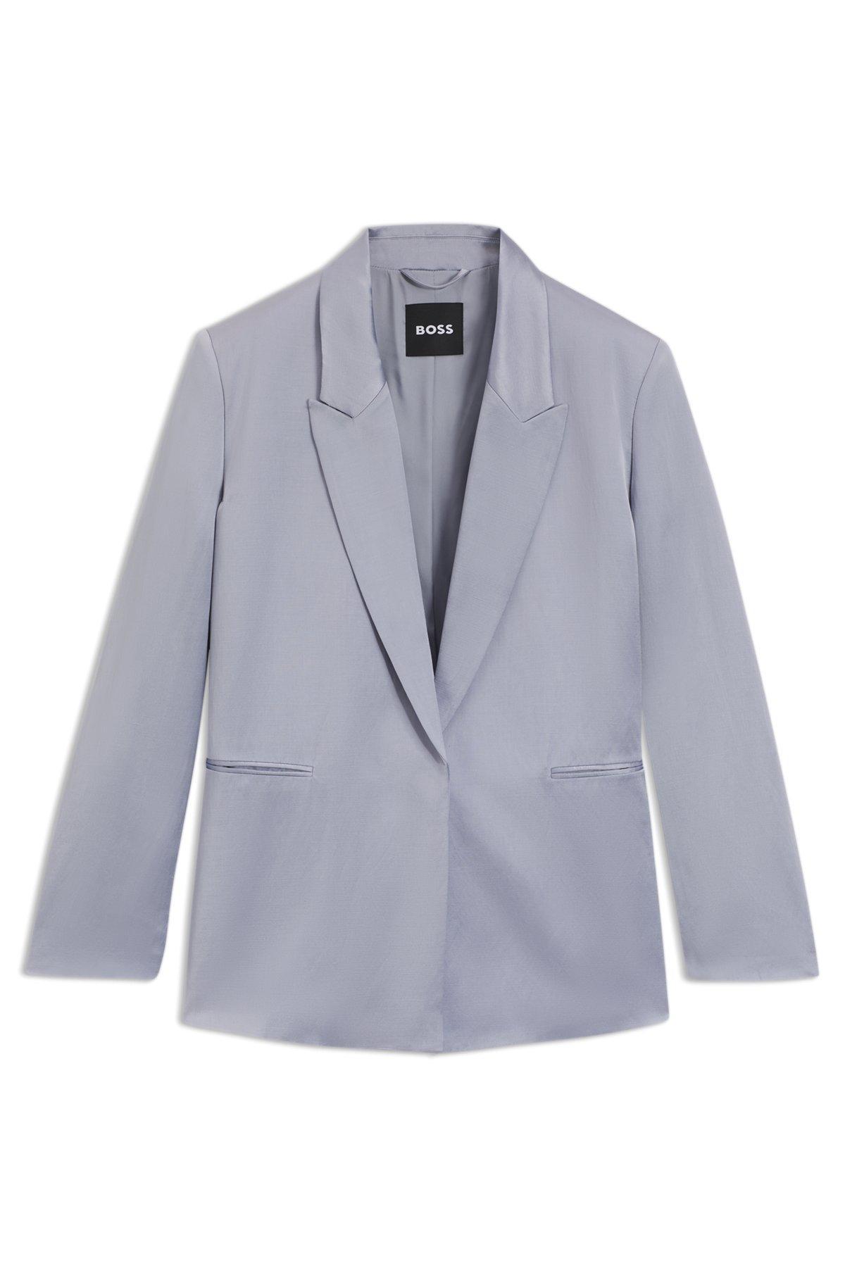 BOSS - Relaxed-fit blazer in sateen - Light Grey Product Image