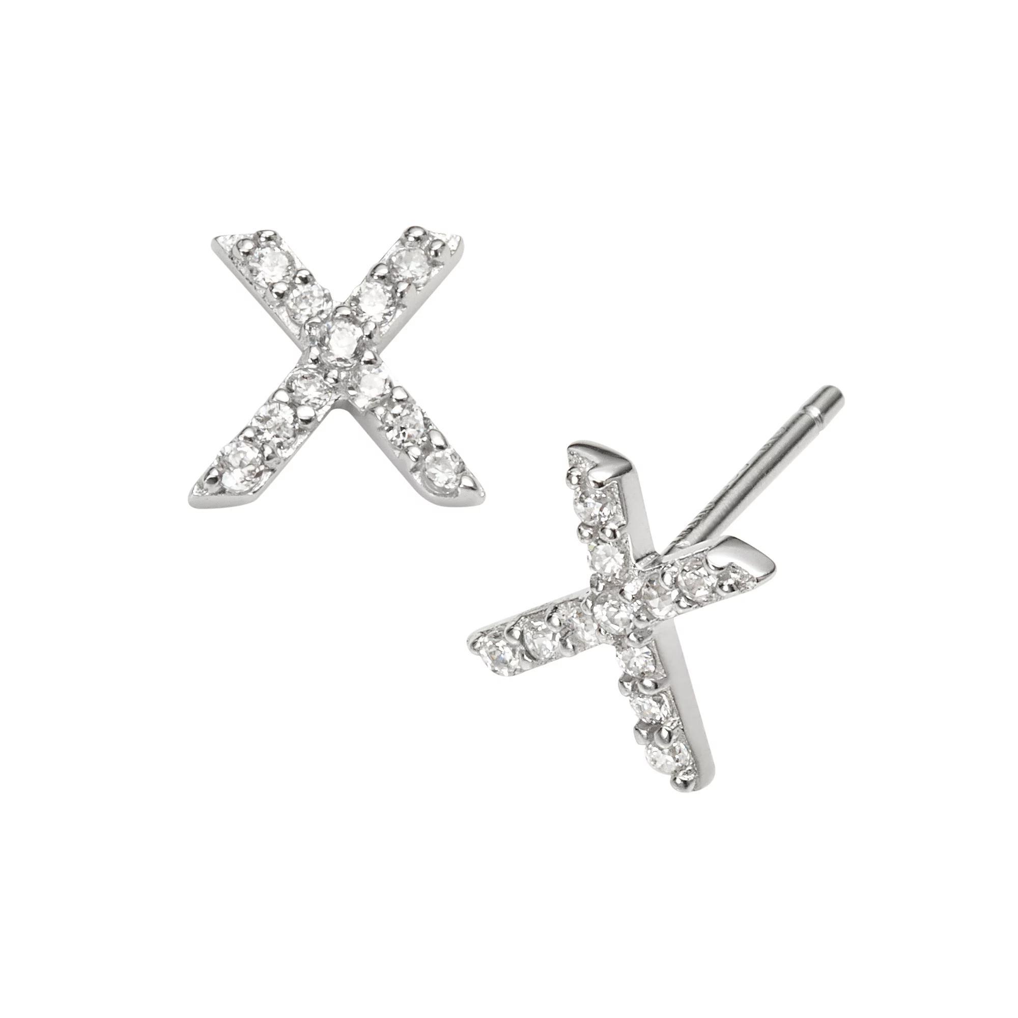 Sophie Miller Sterling Silver Cubic Zirconia Initial Stud Earrings, Womens Product Image