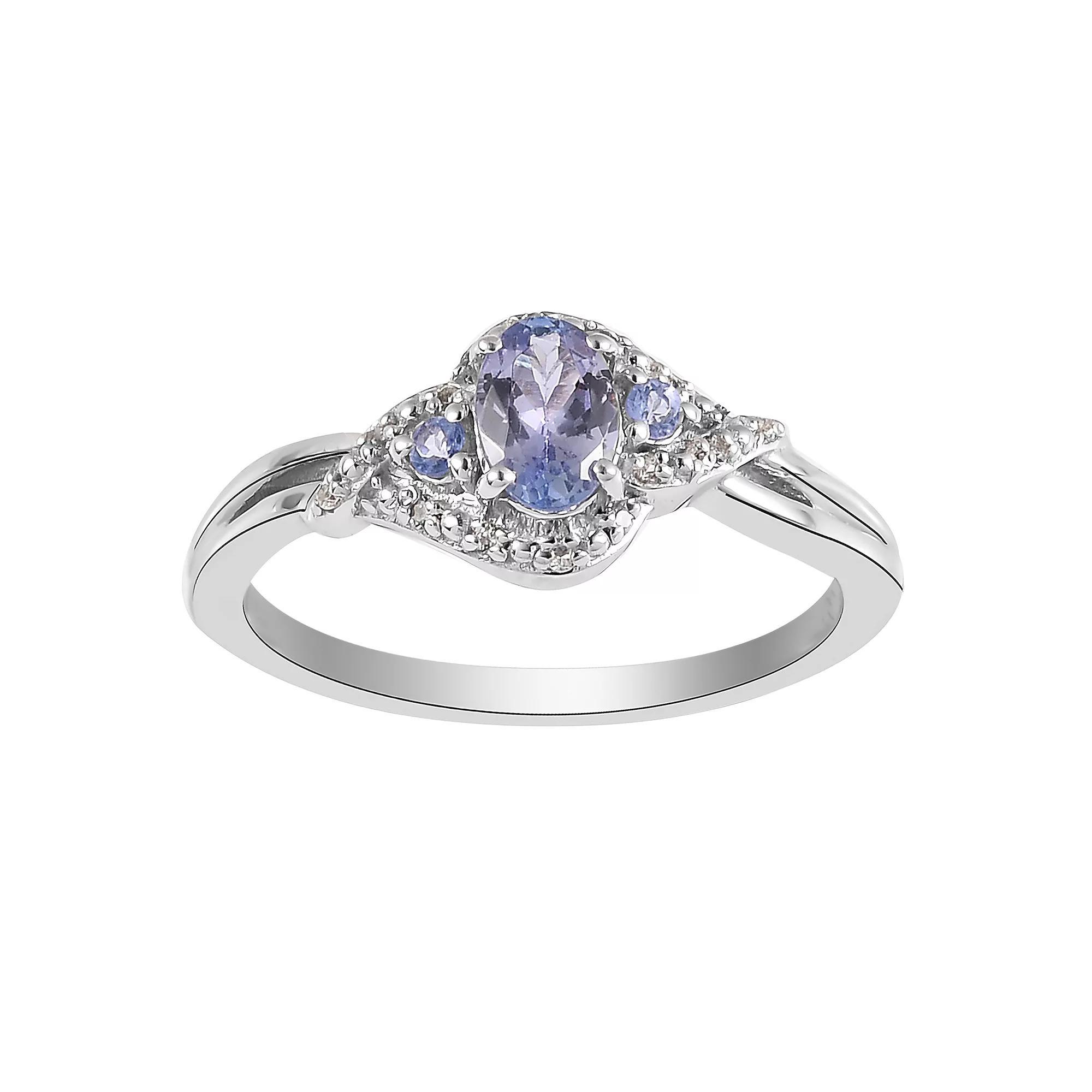 Sterling Silver Tanzanite & White Topaz Ring, Womens Product Image