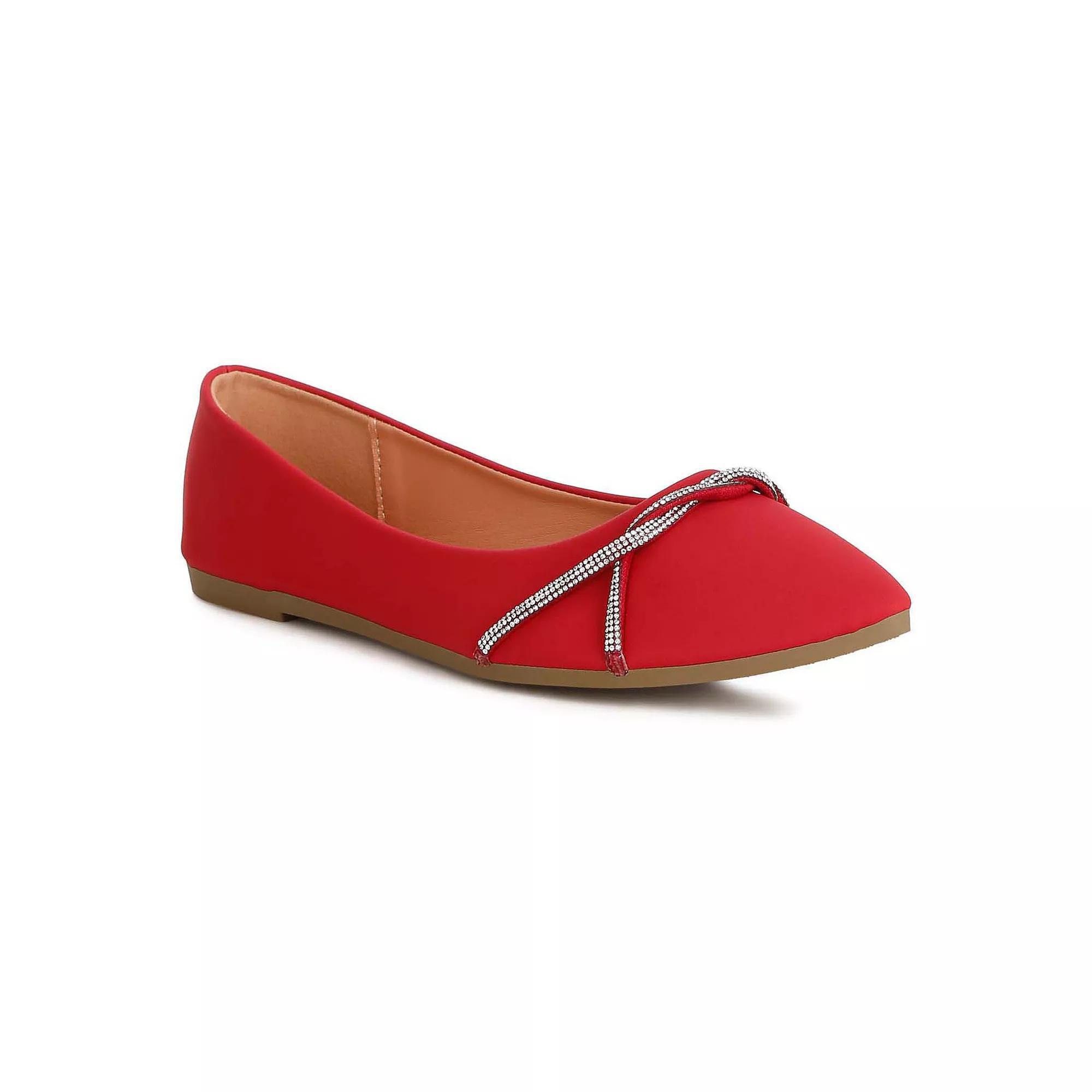 London Rag Rhinestone Faux Leather Women's Ballerinas, Size: 7, Red Product Image