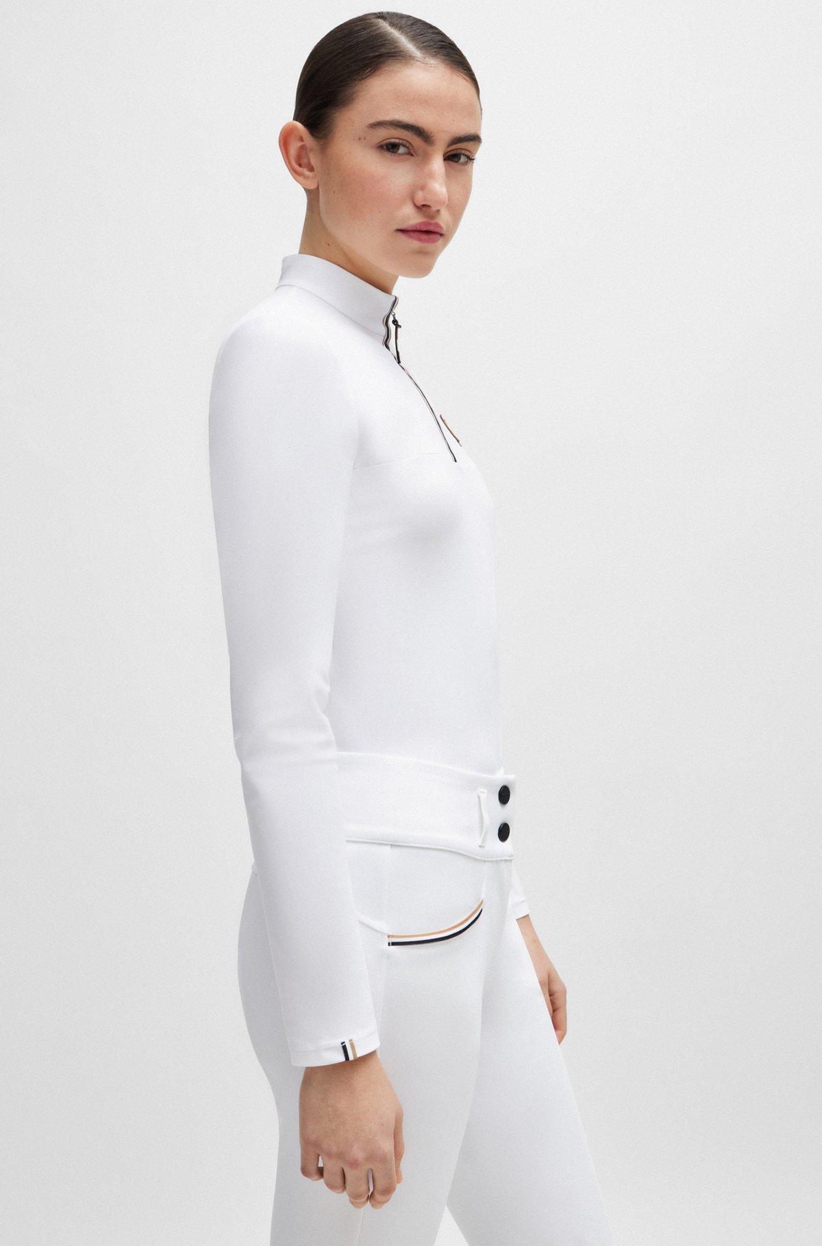 BOSS - Equestrian show top in super-stretch fabric - White Product Image
